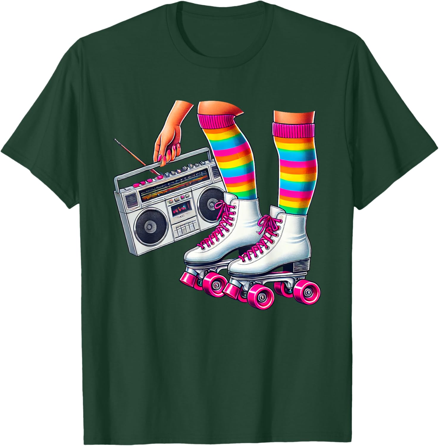 Funny 80s Roller Disco Skating Girl T-Shirt for Retro Fans - 25
