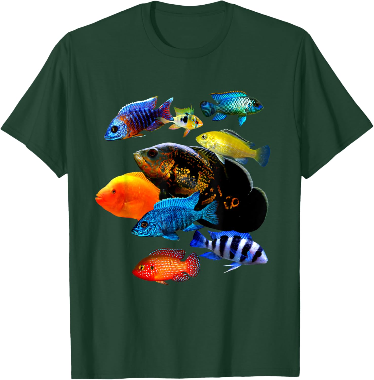 Cichlid Lover T-Shirt Frontosa Ram & Mbuna Cichlid Fish Design - 9