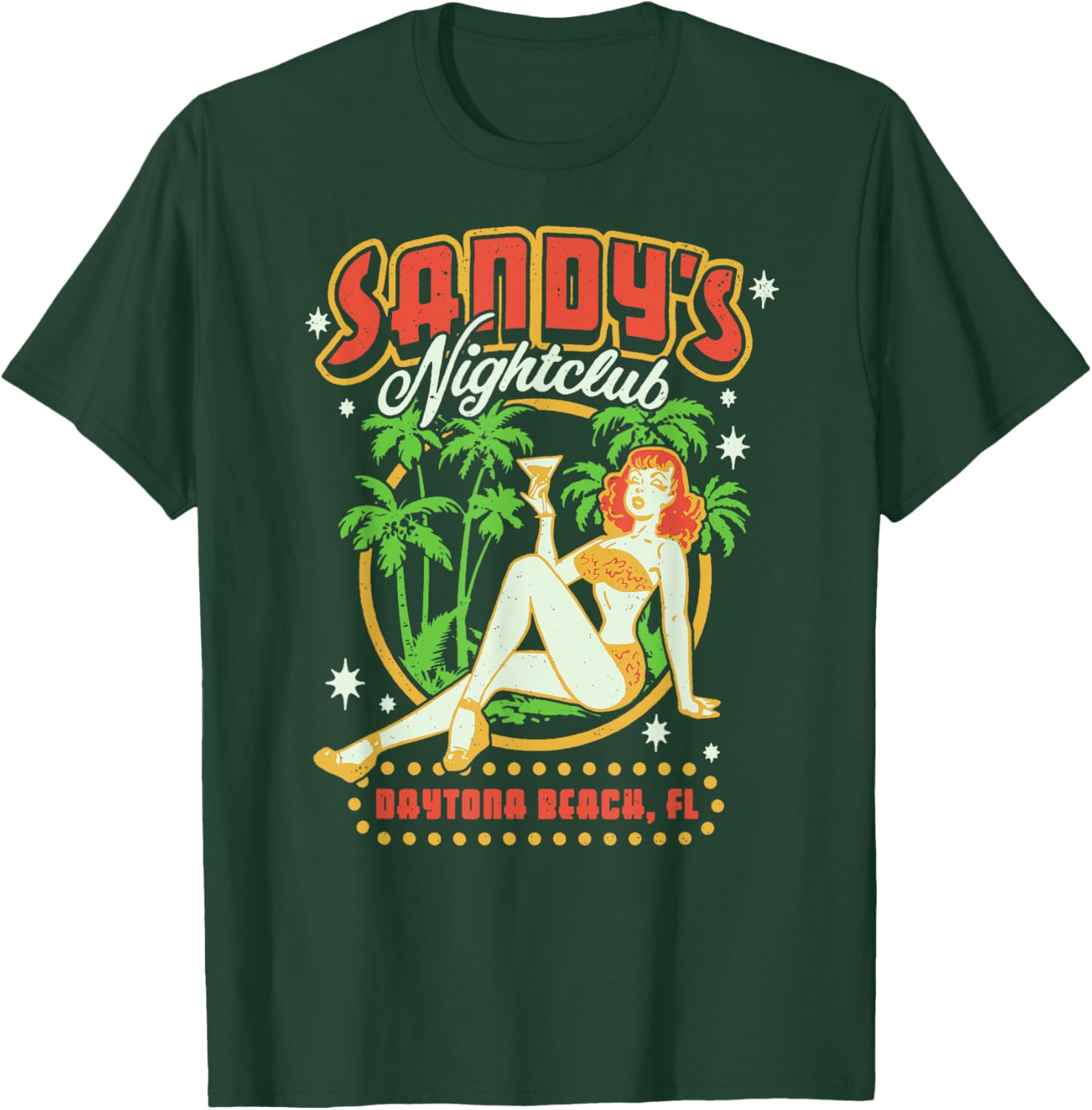 Sandy's Nightclub Daytona Beach Pinup Girl T-Shirt for Trendy Style - 5
