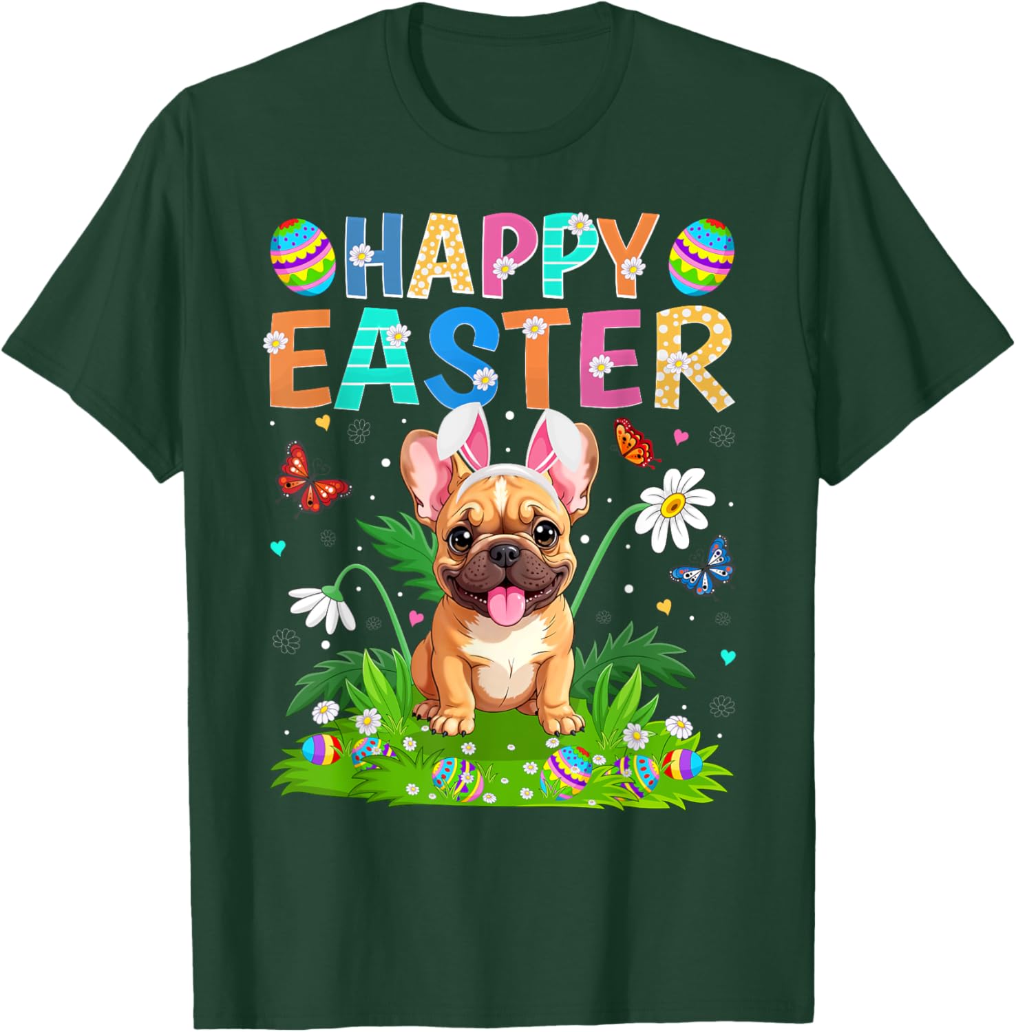 Happy Easter French Bulldog Bunny Ear Egg Hunt T-Shirt for Pet Lovers - 3