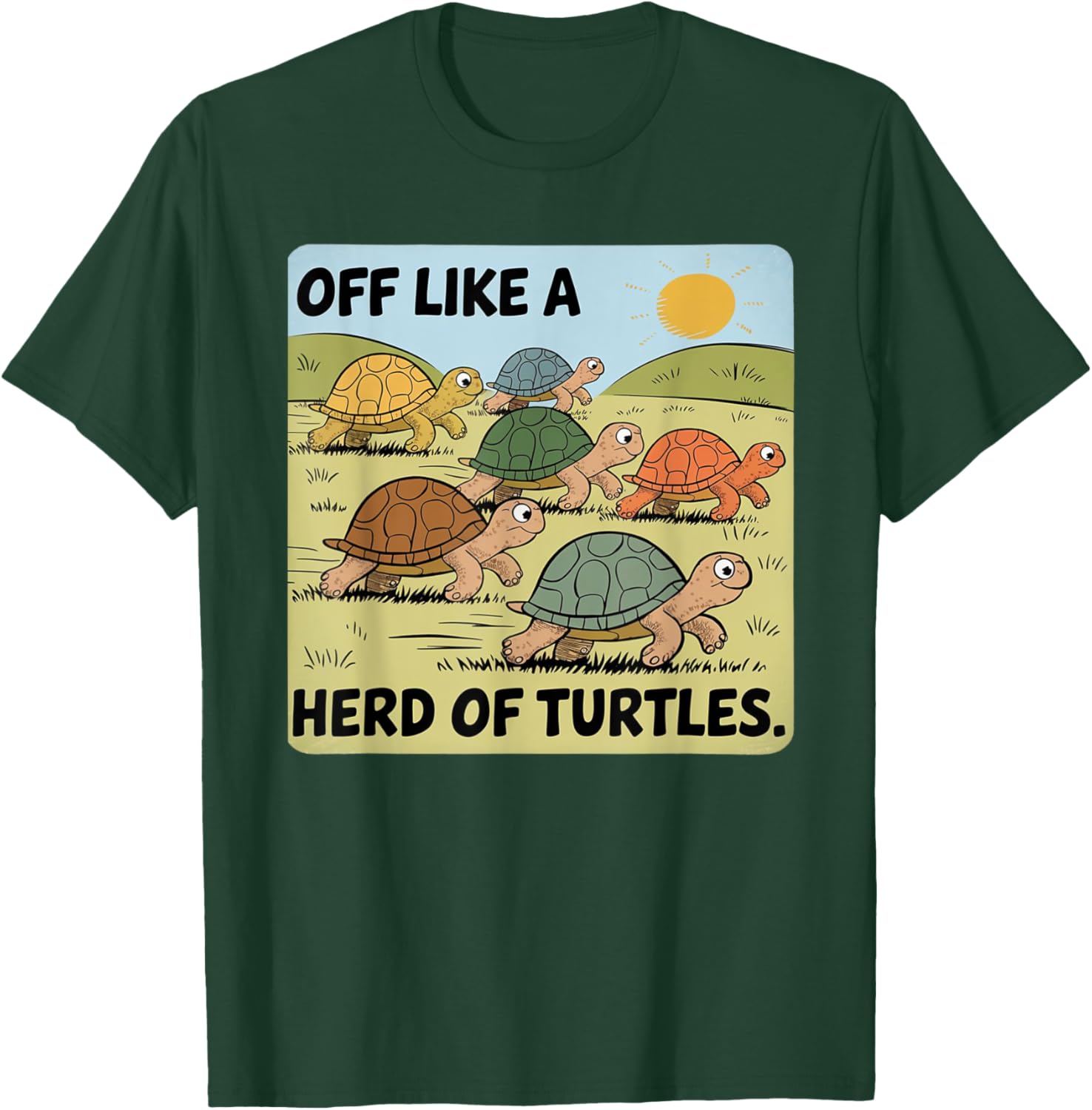 Funny Turtle Saying Off Like a Herd of Turtles Vintage T-Shirt - 29