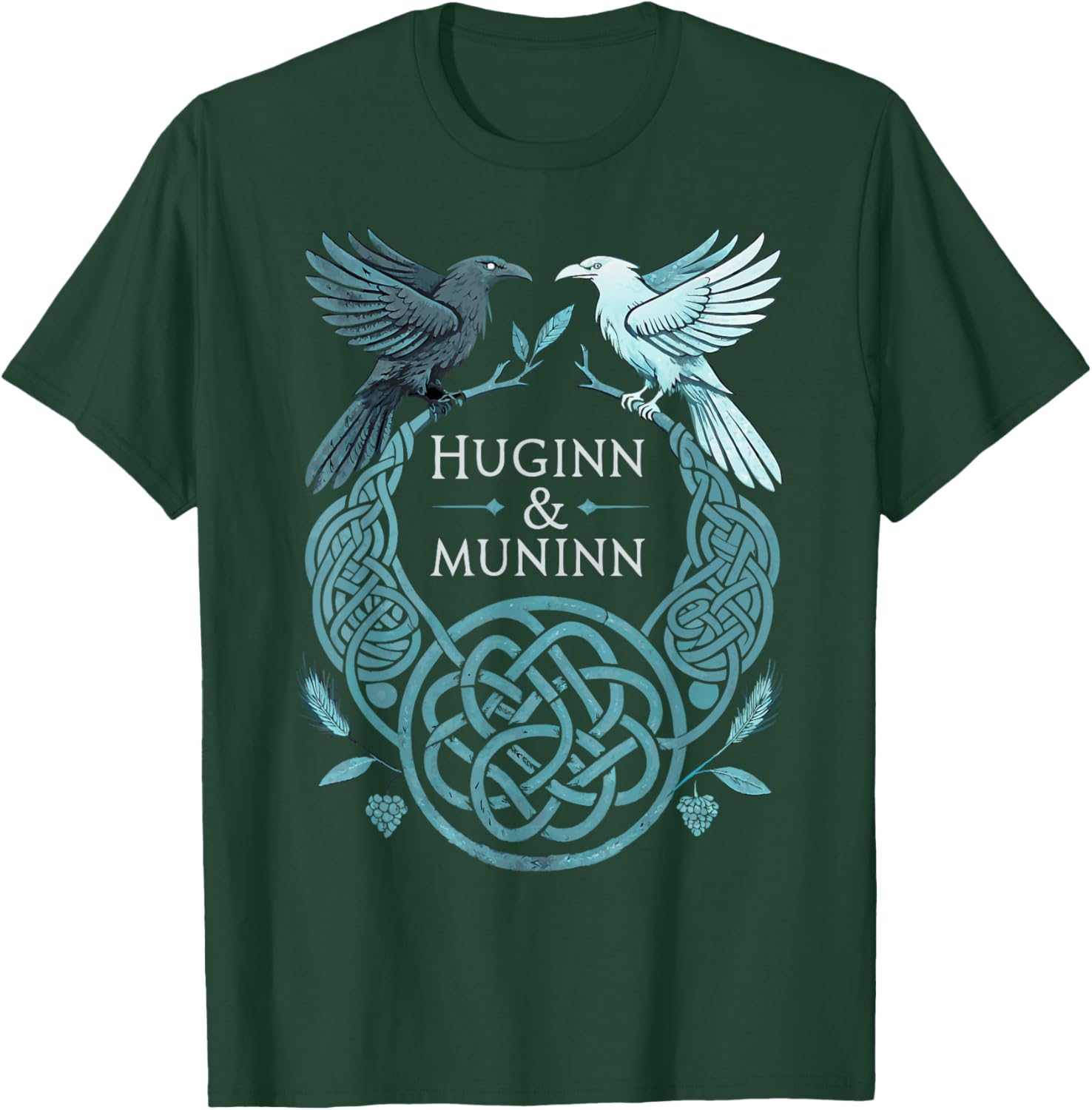 Celtic Viking Ravens T-Shirt with Huginn and Muninn Design - 15