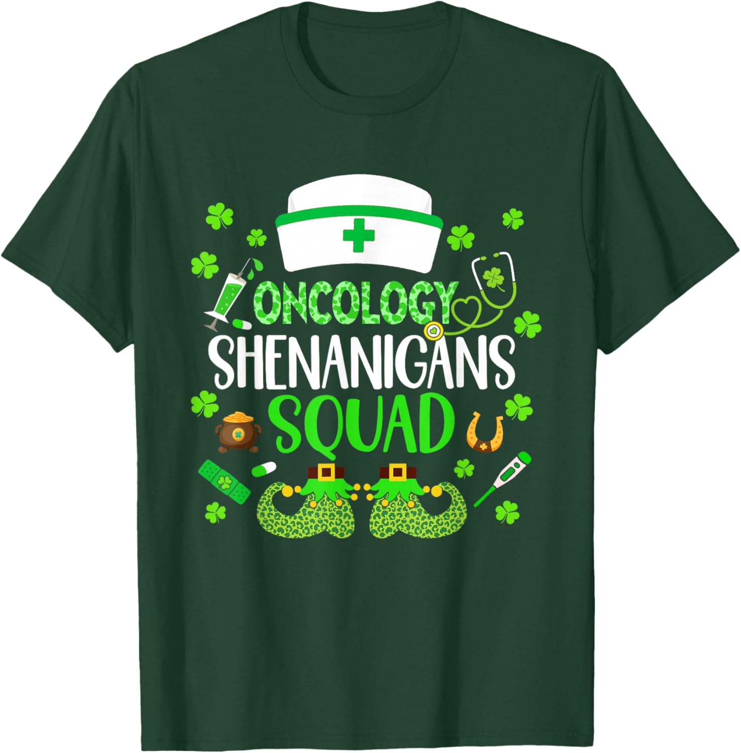 Oncology Nurse St Patricks Day Scrub T-Shirt Fun Crew Design - 13