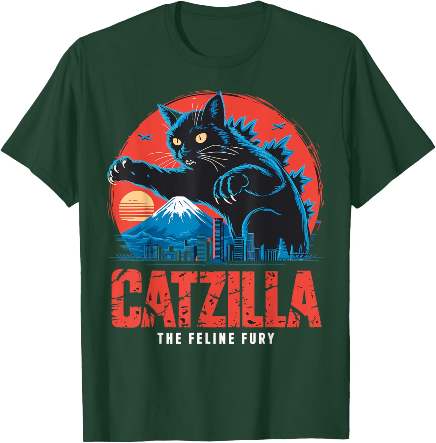 Catzilla Black Cat Vintage T-Shirt for Cat Lovers in Japan Style - 18