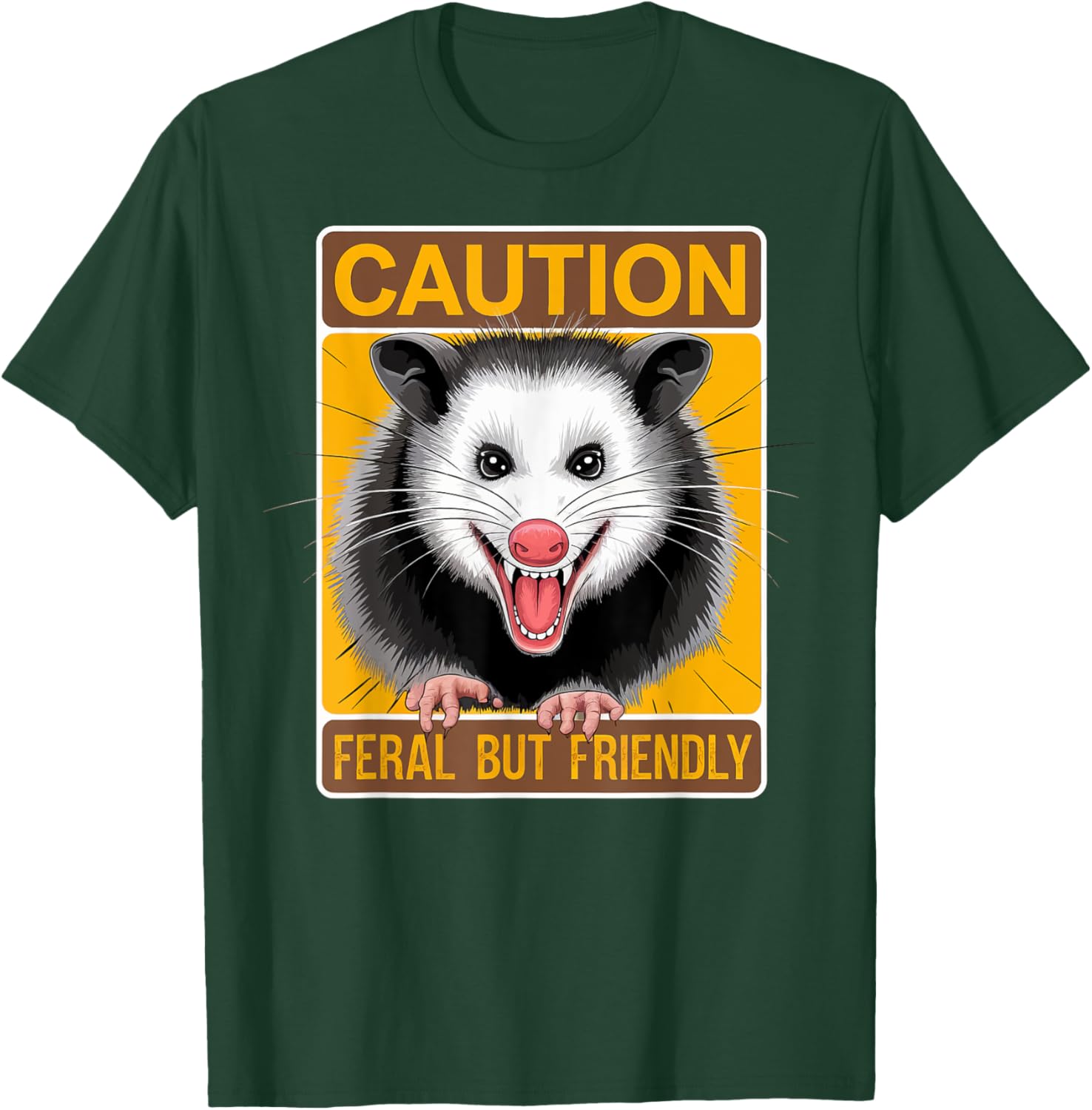 Caution Feral But Friendly Opossum T-Shirt for Animal Lovers - 6