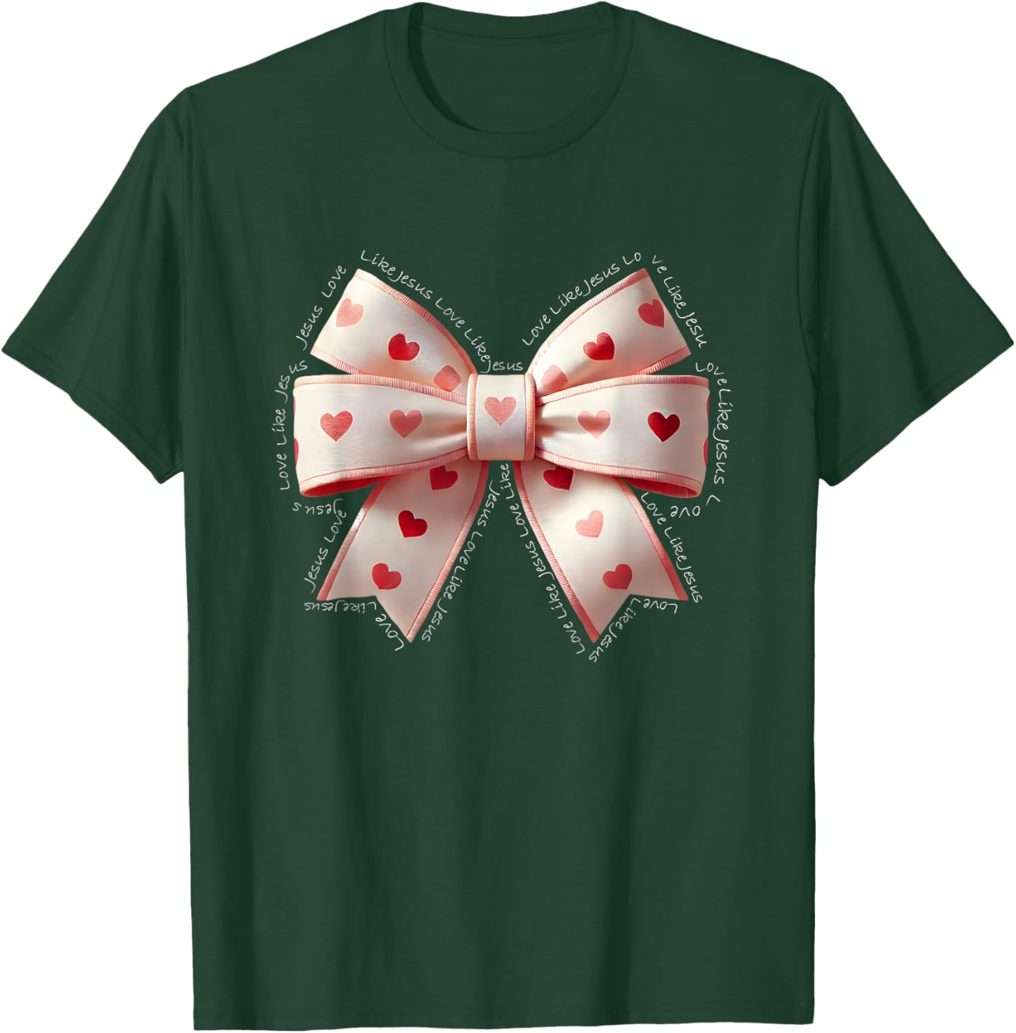 Jesus Valentine's Day Coquette Bow Tee Love Like Jesus T-Shirt for Kids - 8