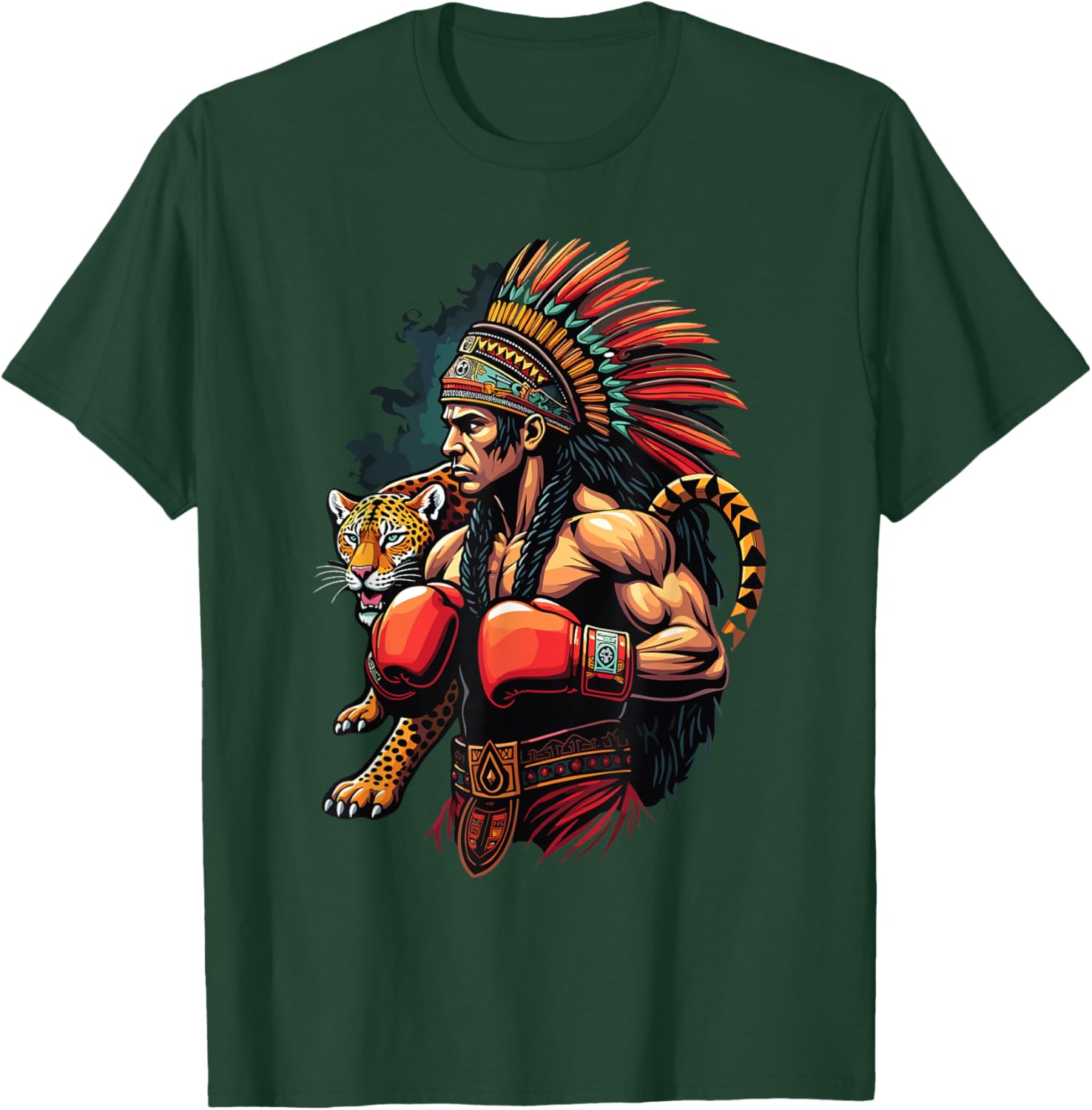 Inca Warrior Jaguar Spirit T-Shirt for Mexican Boxing Fans - 19