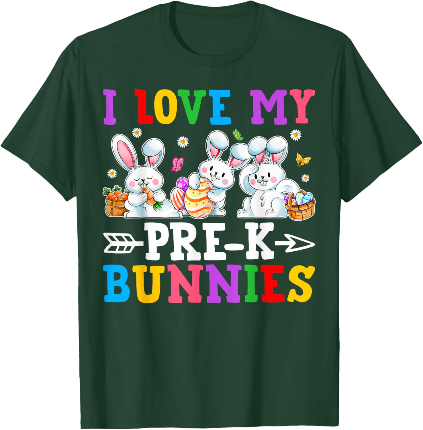 Funny I Love My Pre-K Bunnies T-Shirt for Preschool Teachers Easter Fun - 22