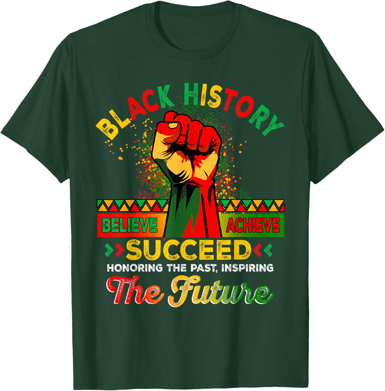 Believe Achieve Succeed African Freedom T-Shirt for Black History Month - 5