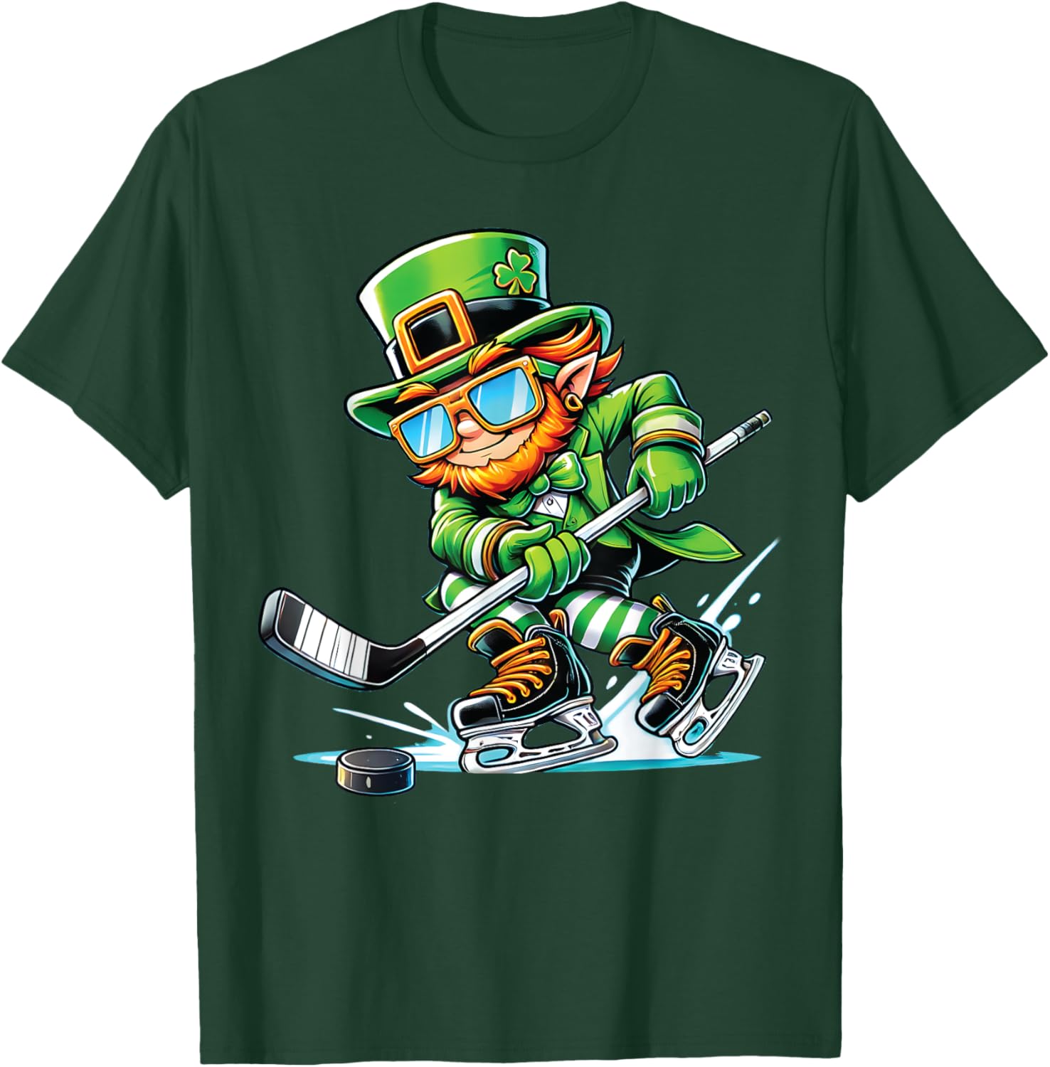 Leprechaun Ice Hockey T-Shirt Perfect for St Patrick's Day Fun - 18