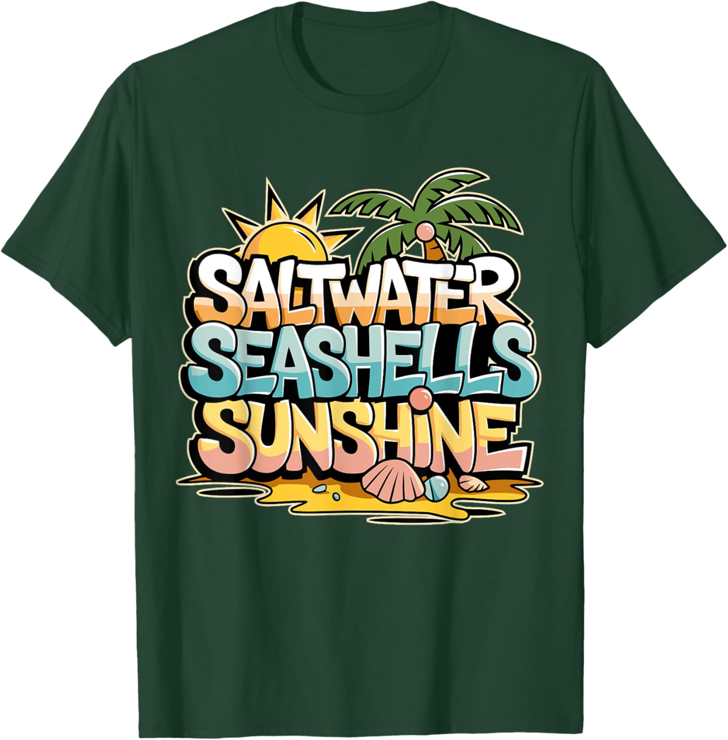 Funny Beach T-Shirt with Saltwater Seashells for Cruise Gifts - 2