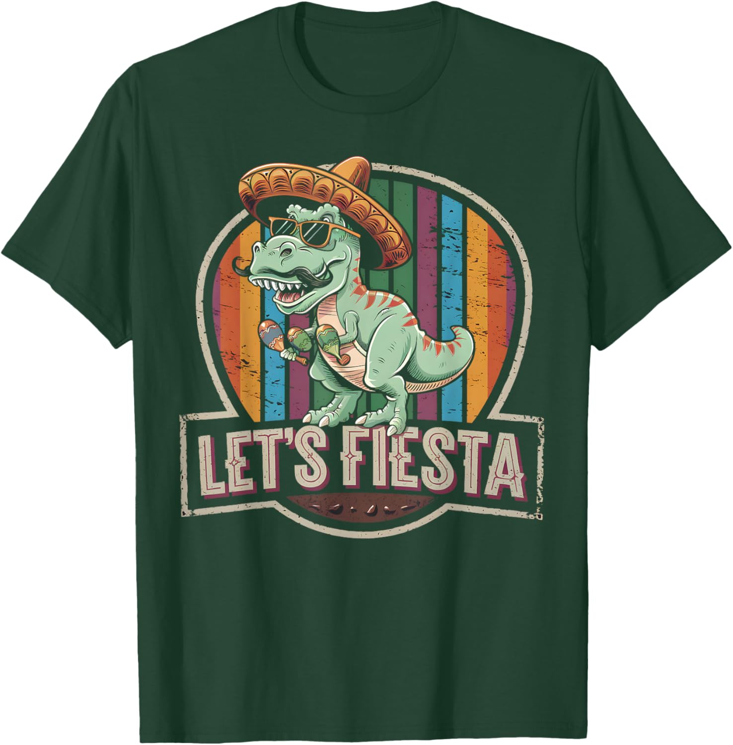 Cute Let's Fiesta Mexican Dino Trex T-Shirt for Toddler Boys - 3