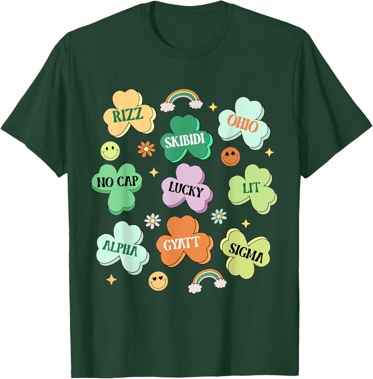 Funny Skibidi St Patricks Day Shamrock T-Shirt for Kids and Teens - 24