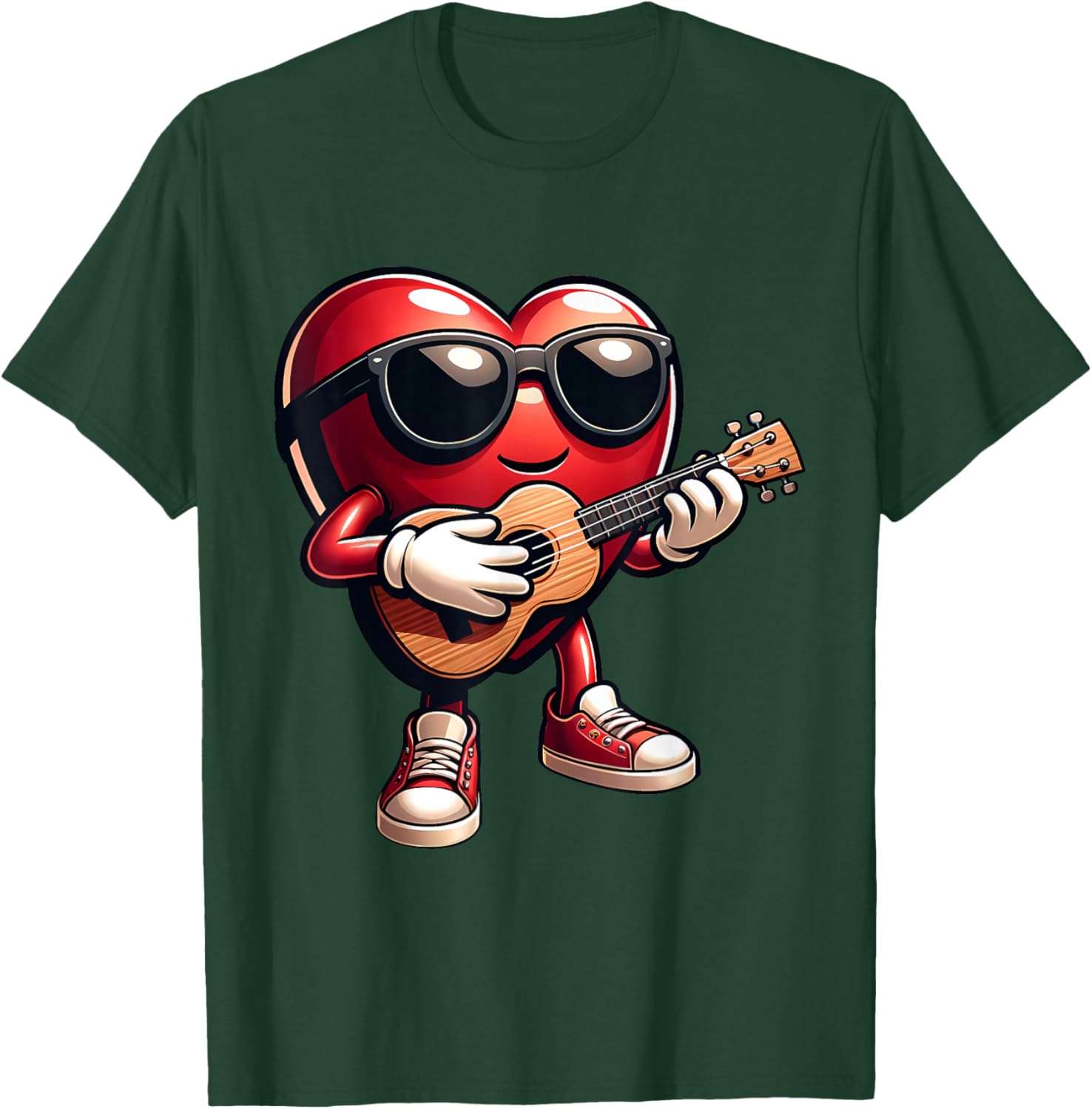 Heart Ukulele Love T-Shirt for Musicians Perfect for Valentine's Day - 5