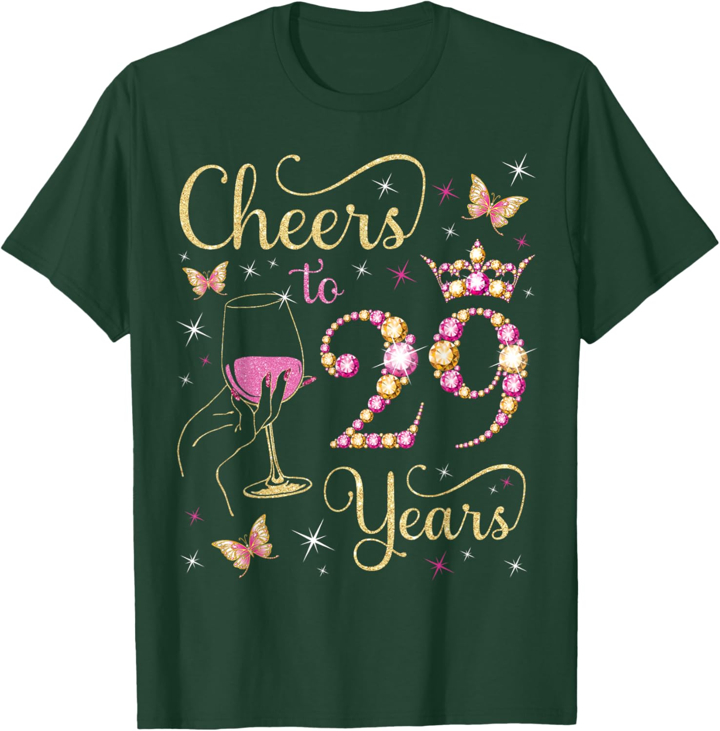 Cheers to 29 Years Birthday Queen T-Shirt Perfect for 29th Celebration - 6