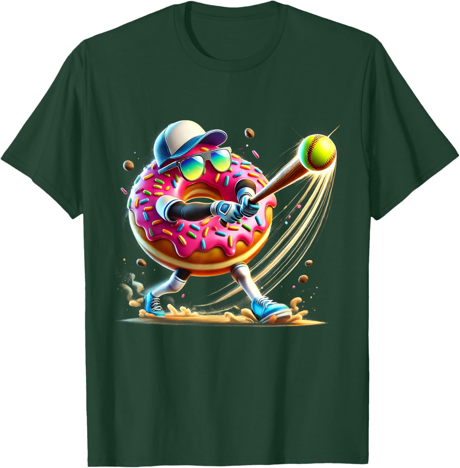 Donut Lover Softball Player T-Shirt Fun Sports Tee for All Ages - 17