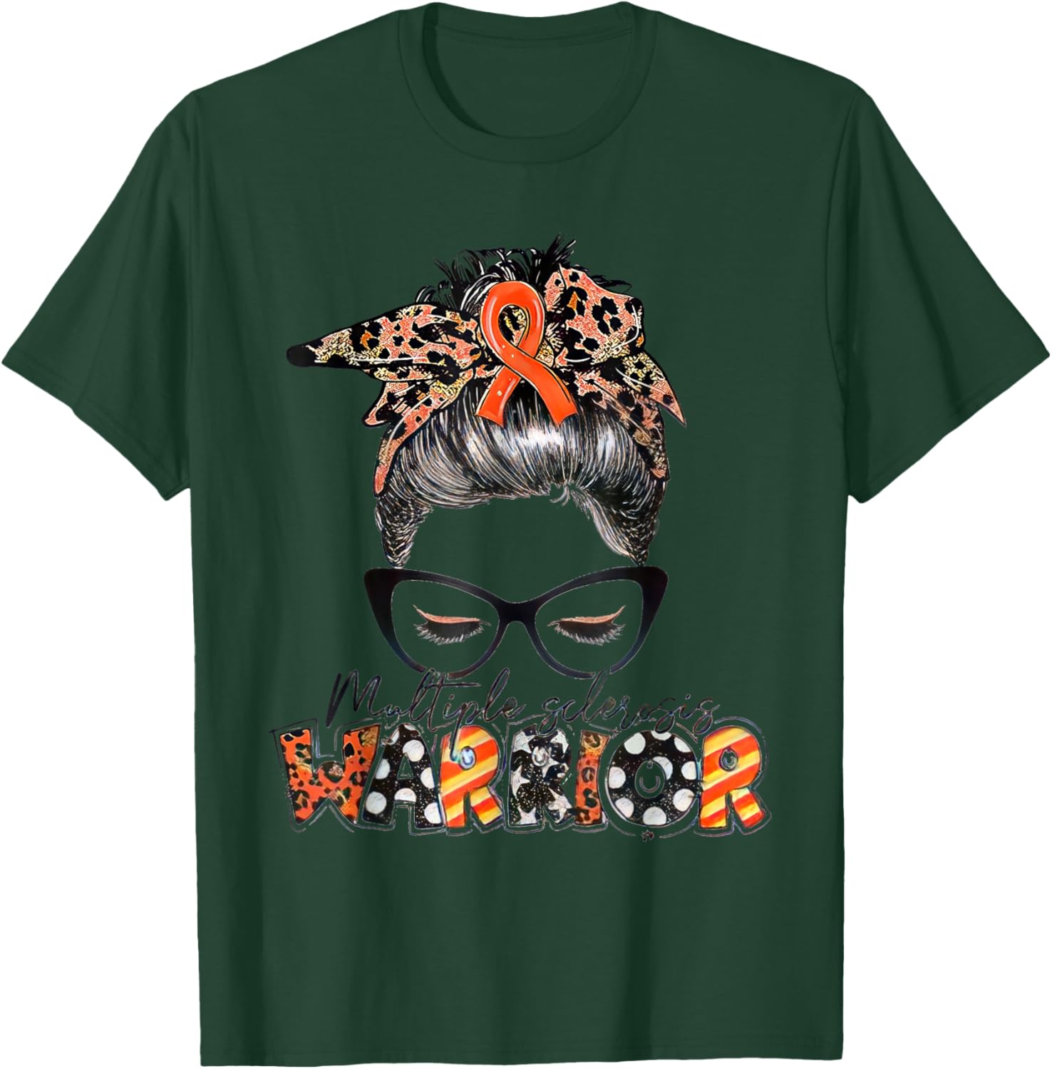 Multiple Sclerosis Warrior Messy Bun T-Shirt - MS Awareness Apparel - 22