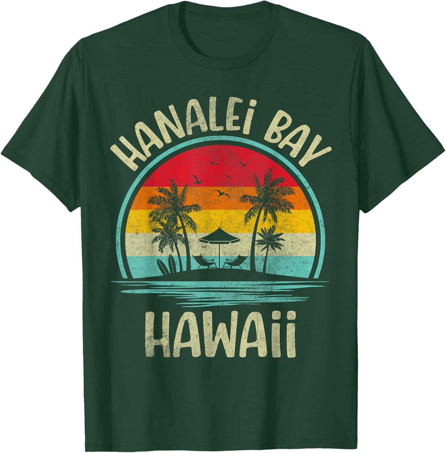 Hanalei Bay Beach Hawaii Palm Tree Family Summer Vacation T-Shirt - 4