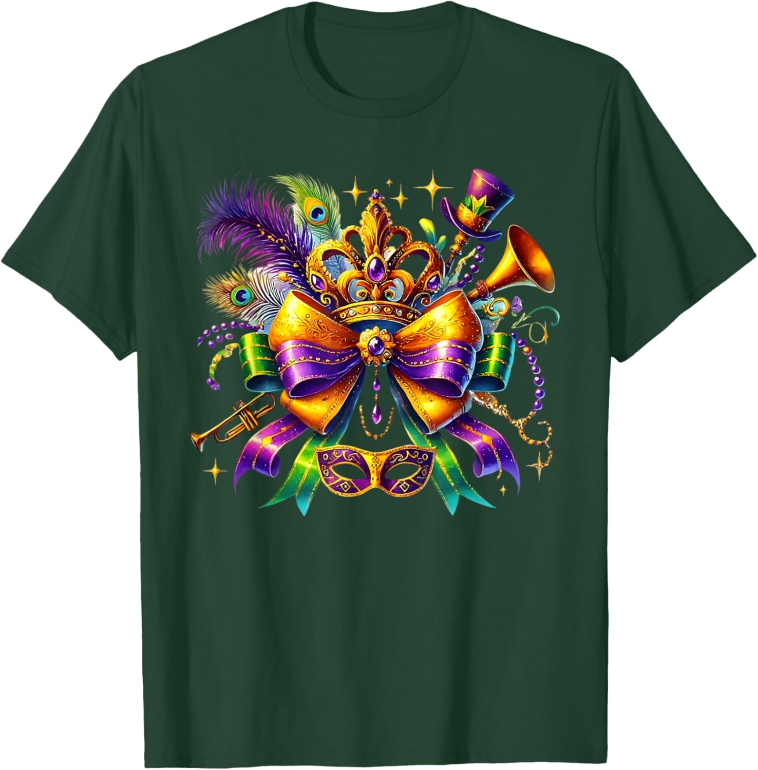 Mardi Gras Coquette Bow T-Shirt for Women and Girls - Festive Style - 12