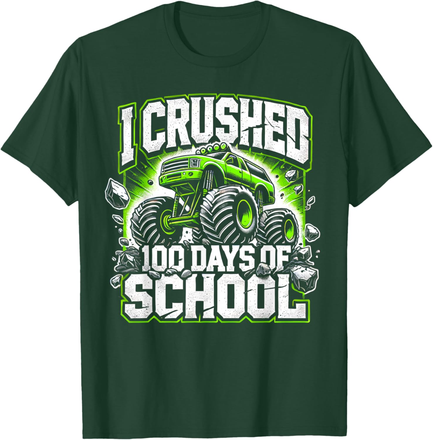 100 Days of School Monster Truck Shirt for Boys Fun 100th Day Celebration - 9