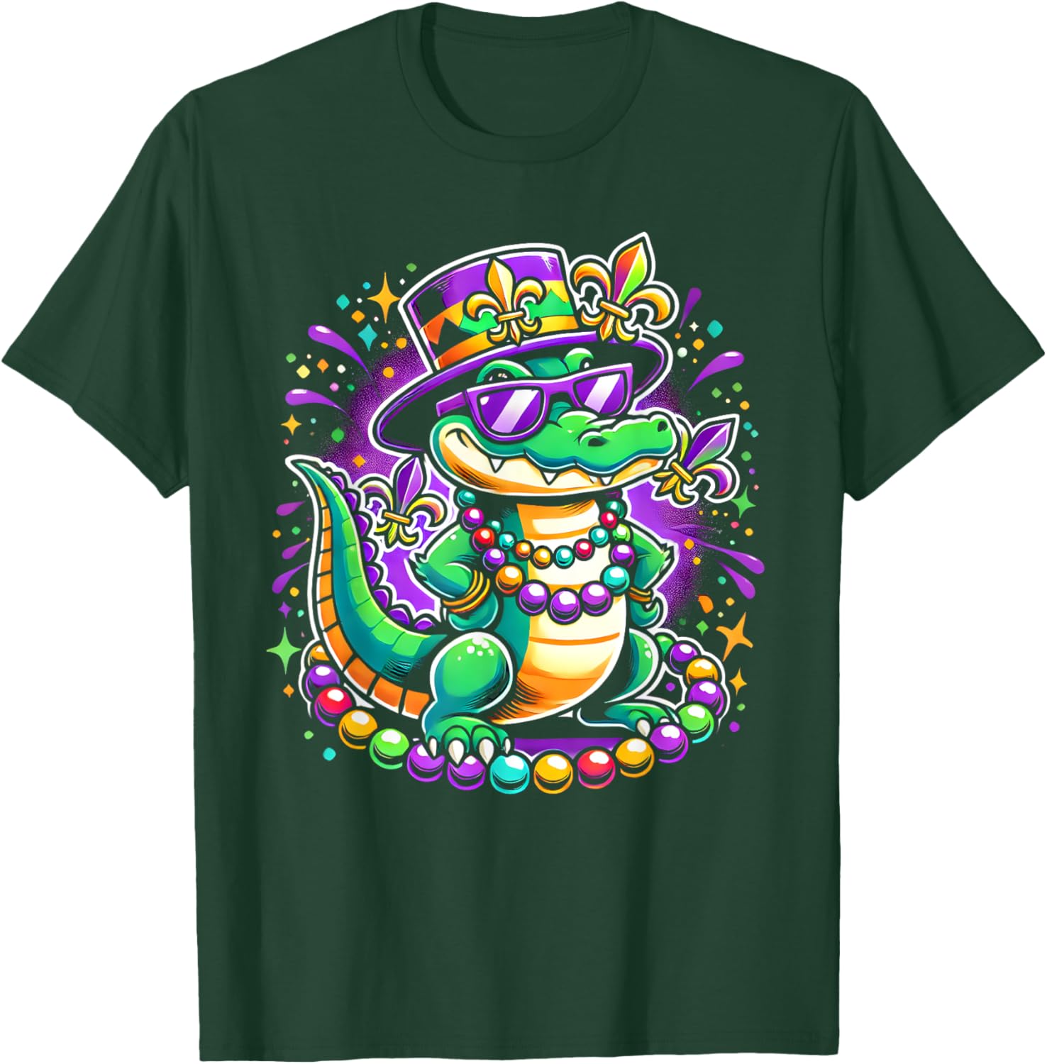 Mardigator Mardi Gras Alligator T-Shirt for Men and Women - 5