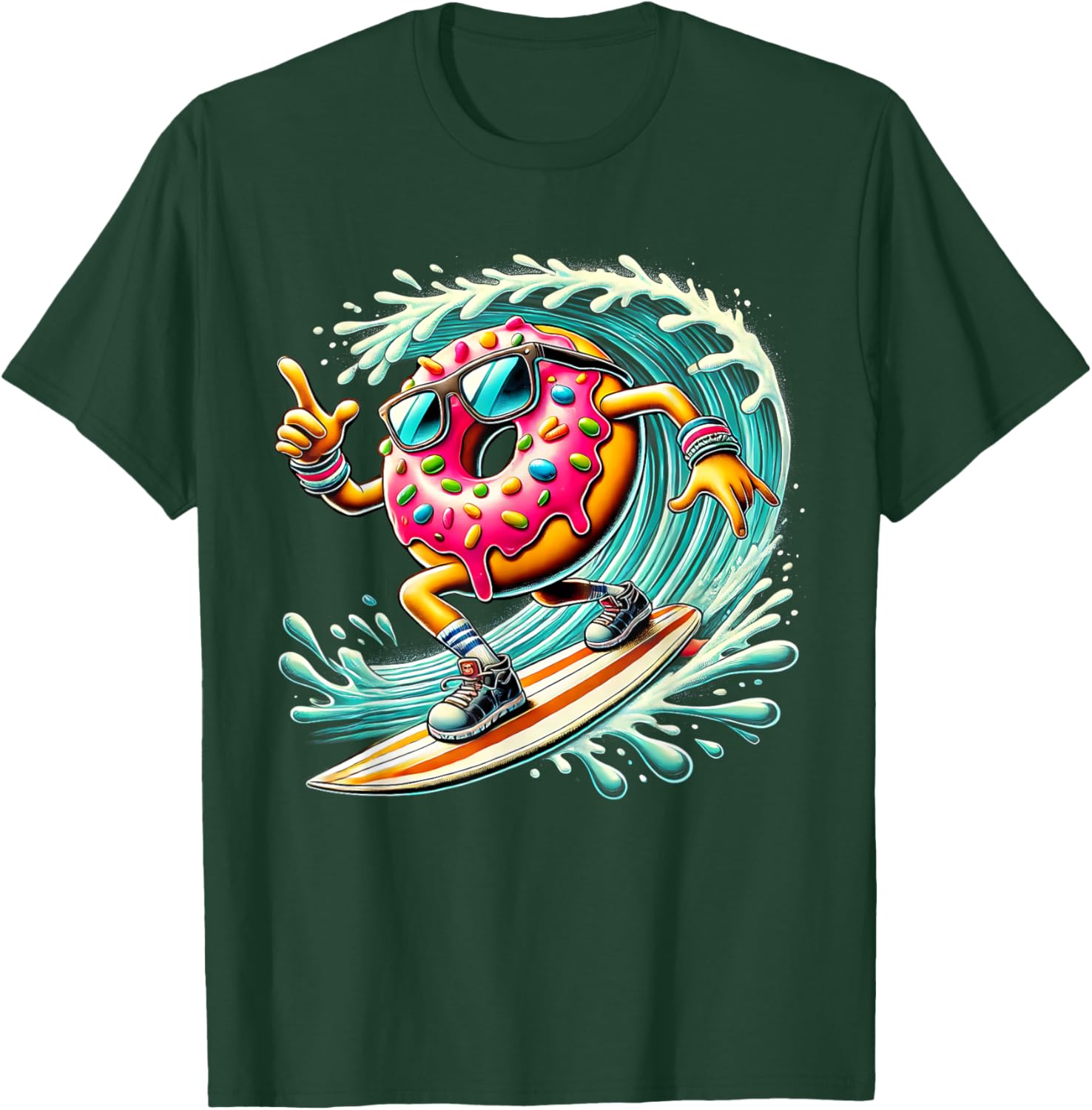 Donut Surfing T-Shirt for Surfboard Lovers - Fun Surf Style Apparel - 3