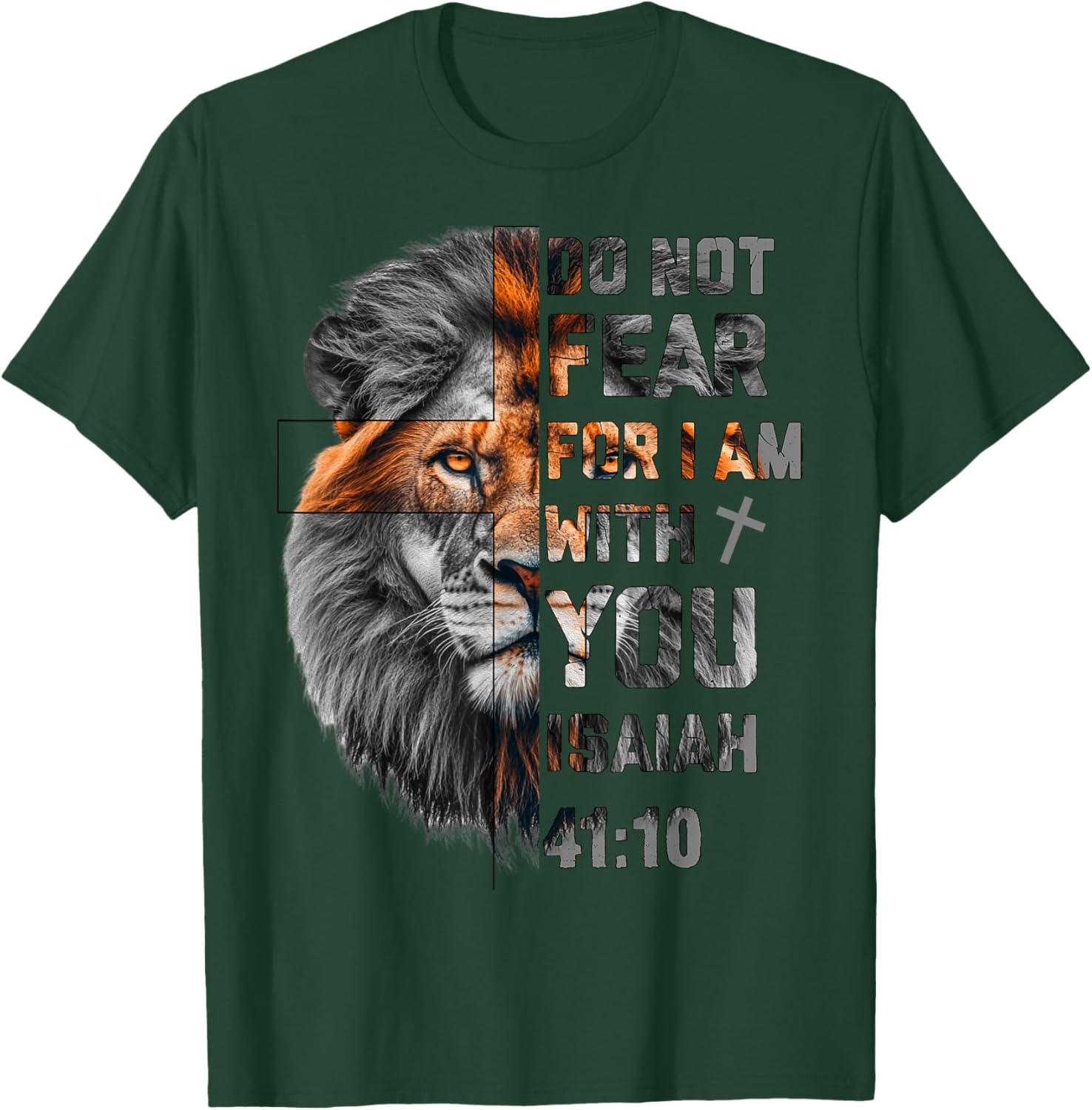 Lion of Judah T-Shirt with Isaiah 41:10 Inspirational Design - 18