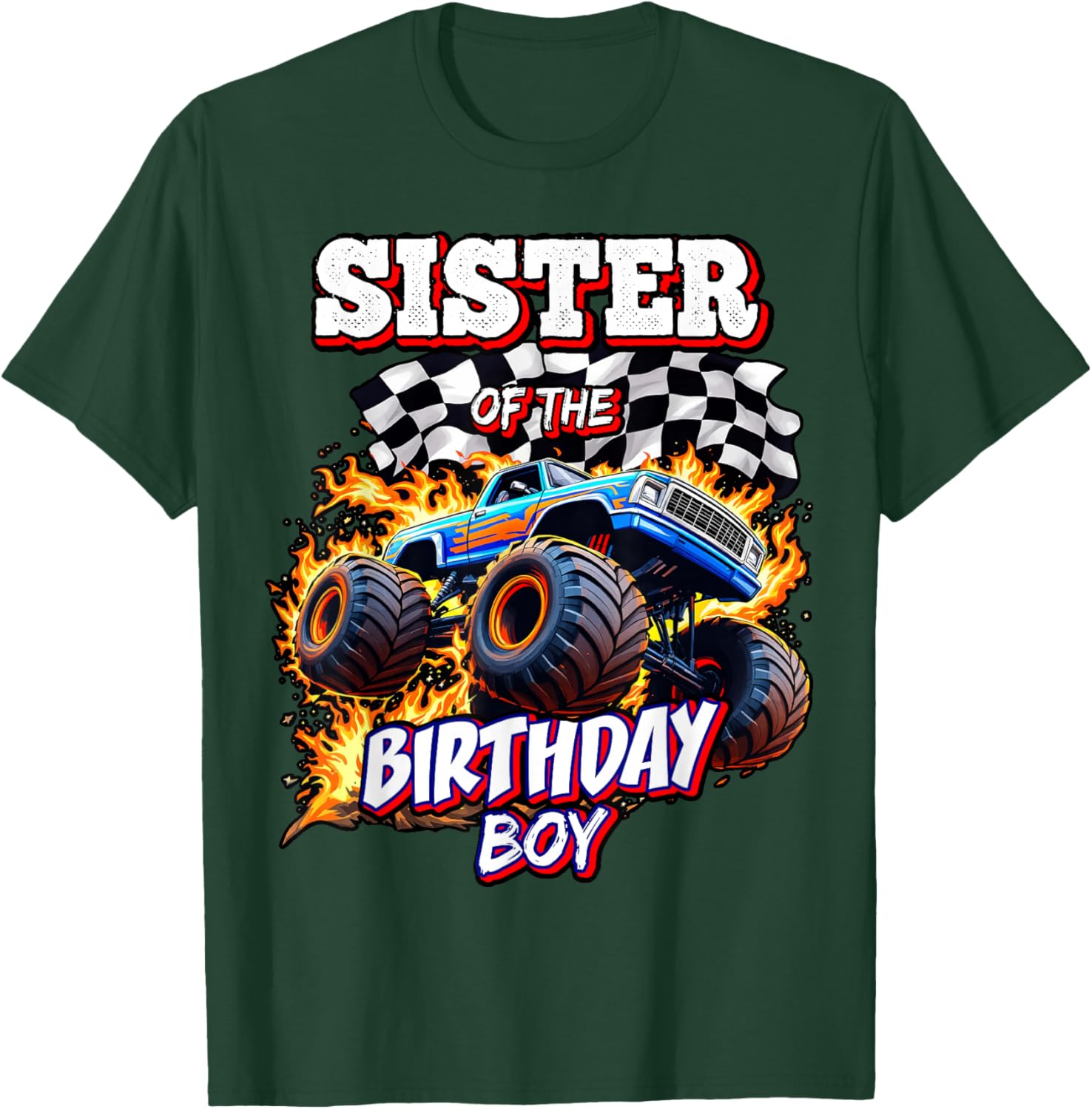 Sister of the Birthday Boy Monster Truck T-Shirt for Fun Celebrations - 19