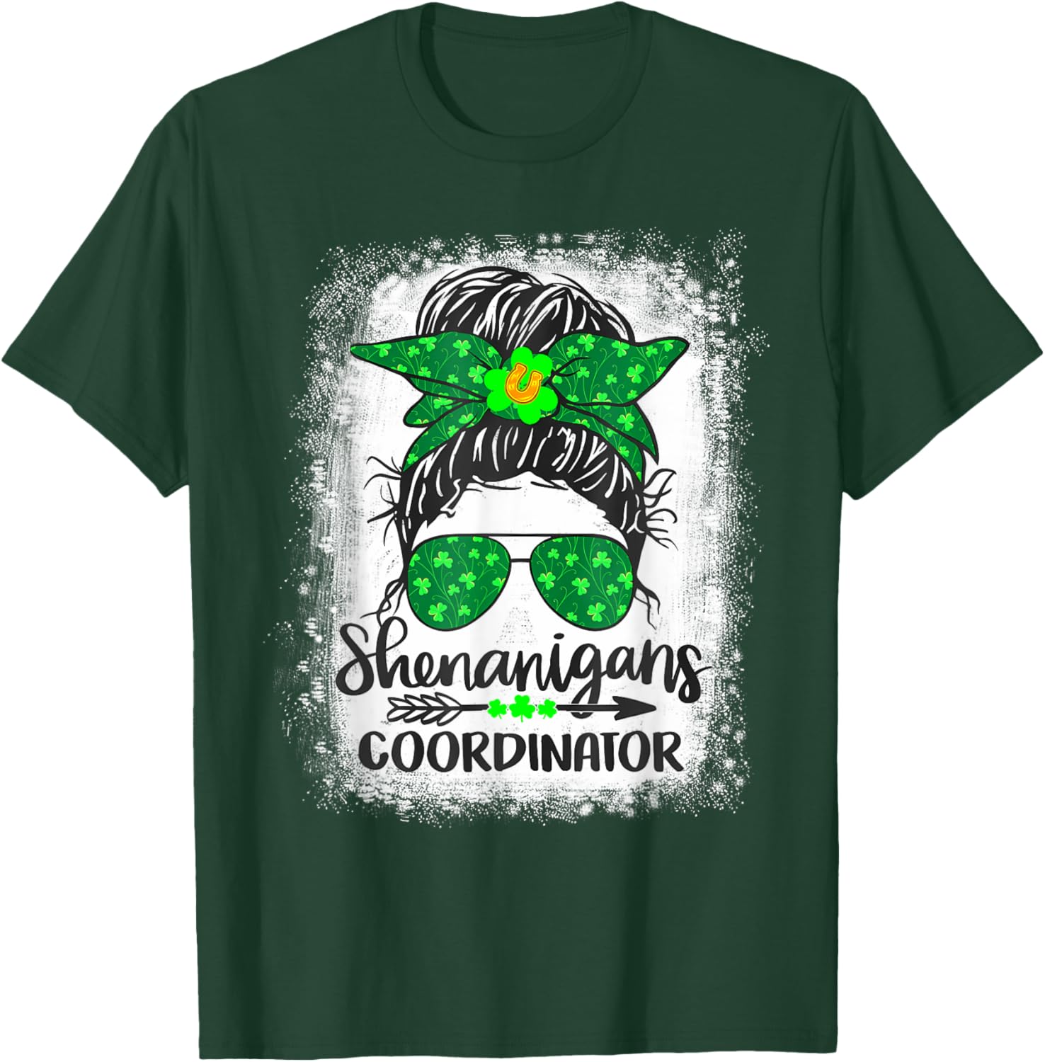 Shenanigans Coordinator Messy Bun St Patricks Day Women's T-Shirt - 25