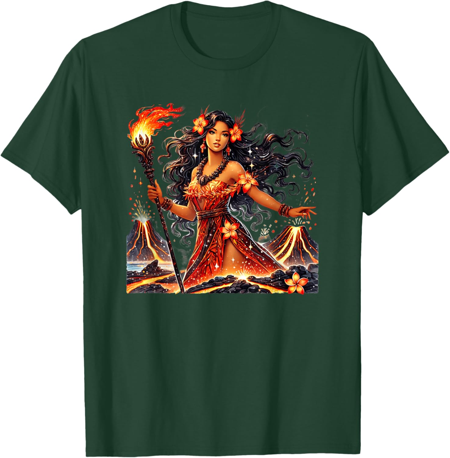 Hawaiian Goddess Pele Fire Transformation T-Shirt for Nature Lovers - 16
