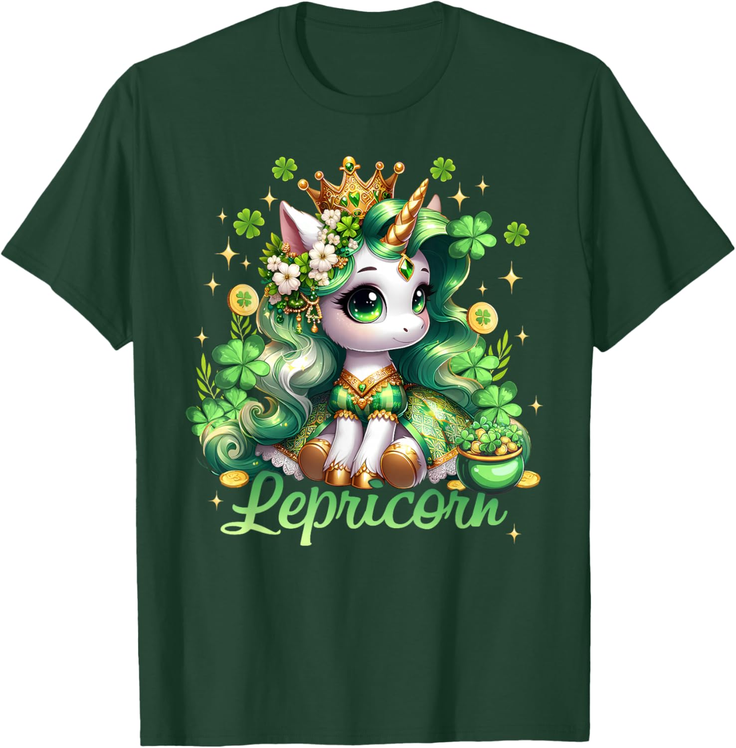 Lepricorn Unicorn St Patricks Day Girls T-Shirt for Kids Fun Style - 9