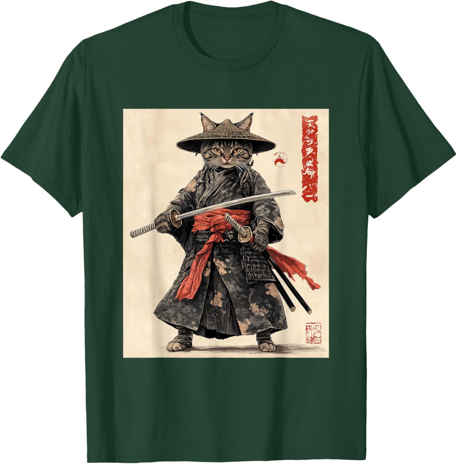 Samurai Cat T-Shirt - Japanese Warrior Graphic Tee for Cat Lovers - 15