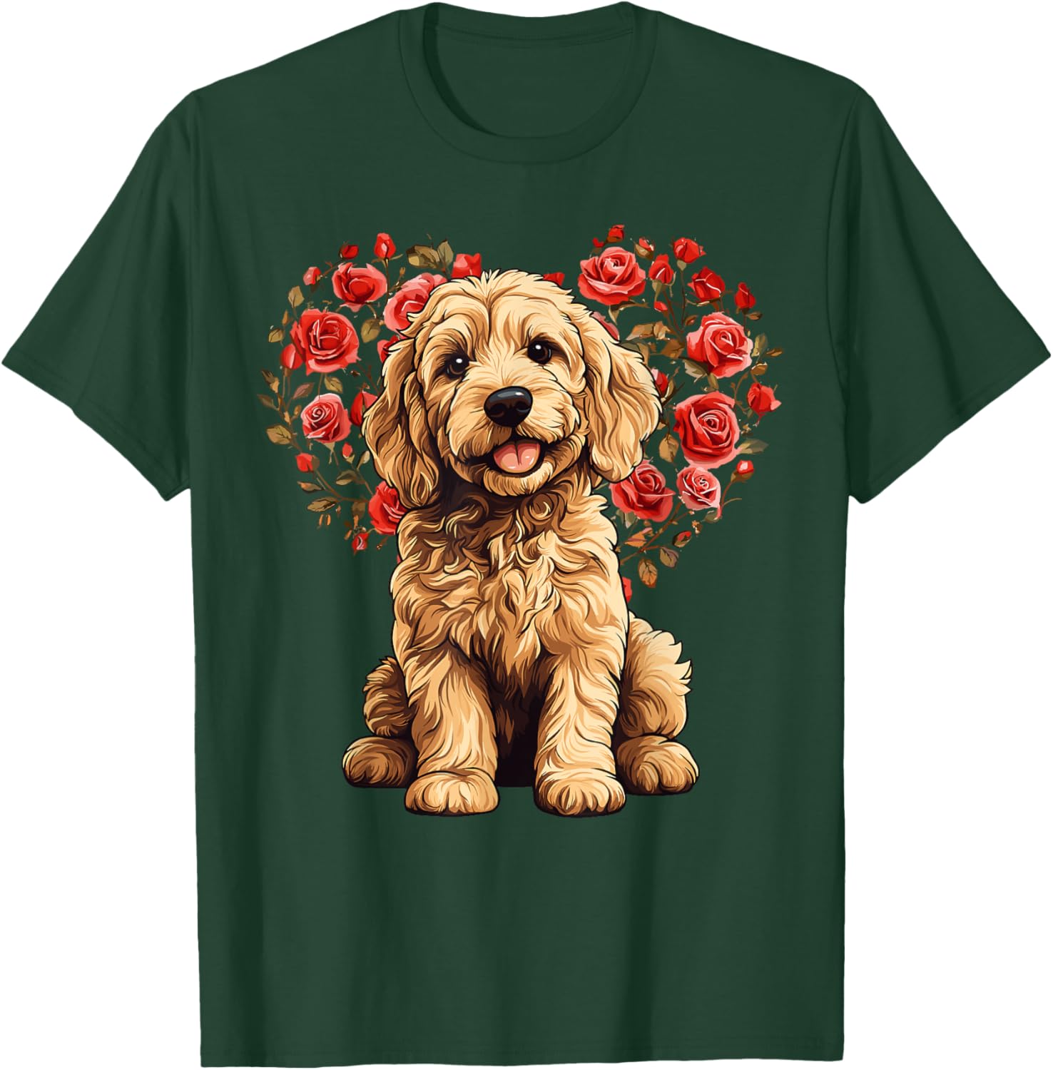Goldendoodle Valentine’s Day Floral Heart T-Shirt for Dog Lovers - 10