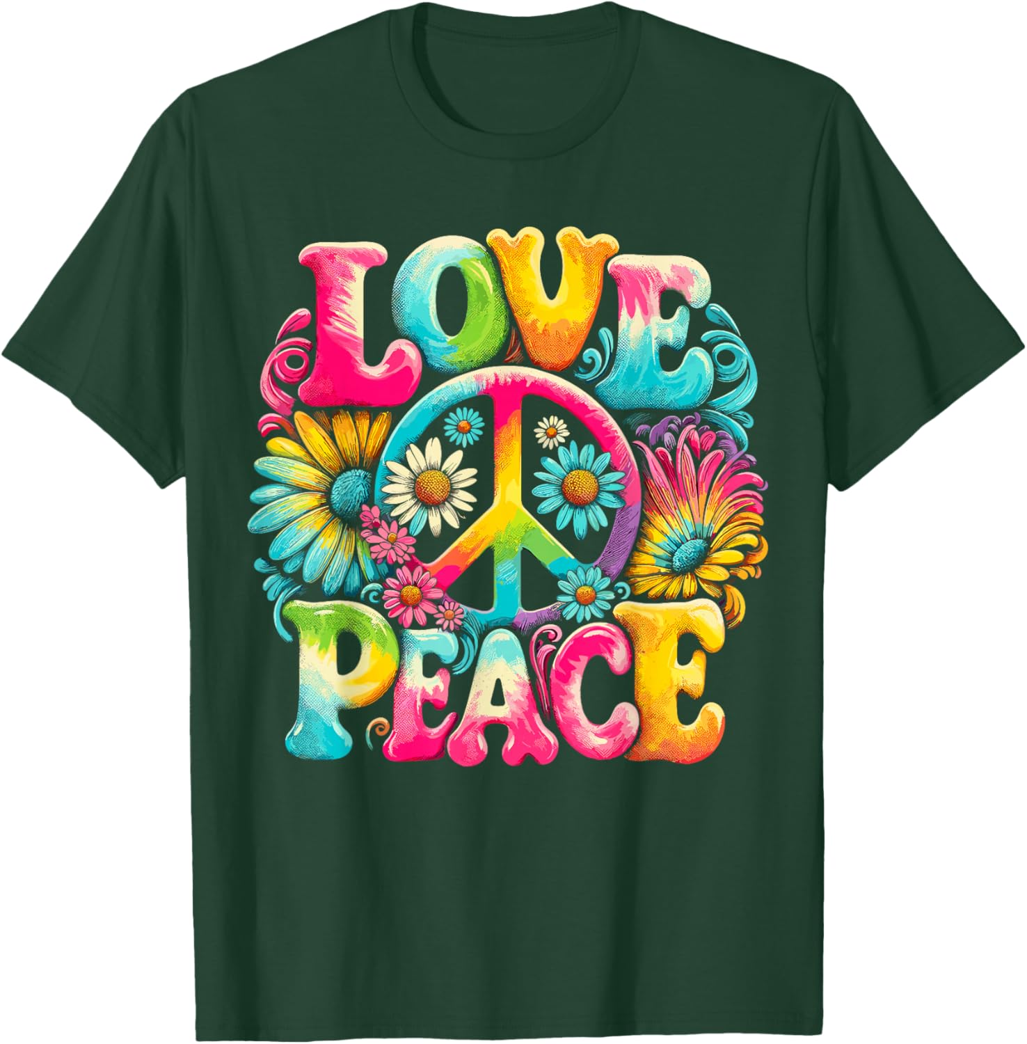 Hippie Tie Dye T-Shirt with Peace Sign and Love Design for Trendy Style - 1