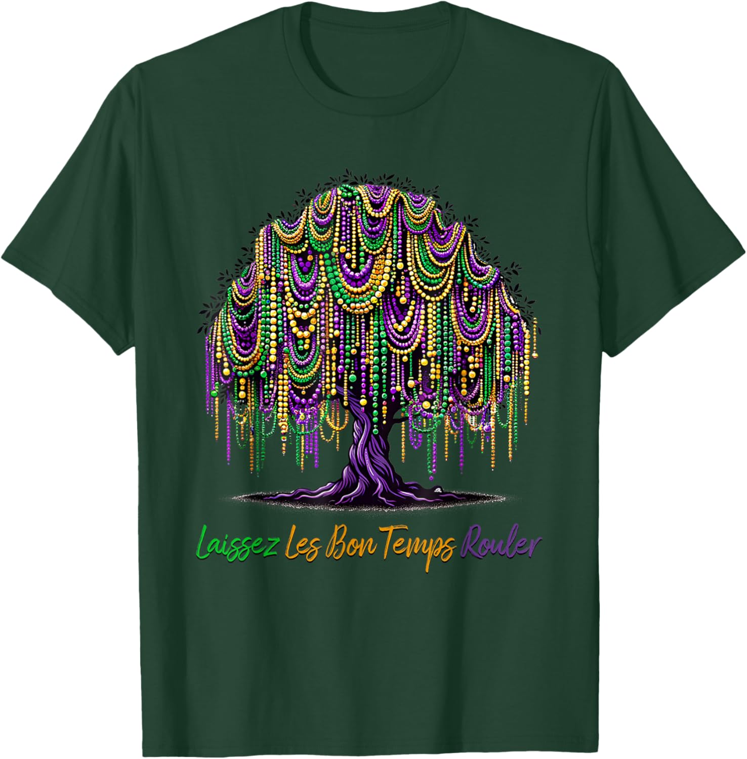 Laissez Les Bon Temps Rouler Mardi Gras Tree Beads T-Shirt for Festive Fun - 14