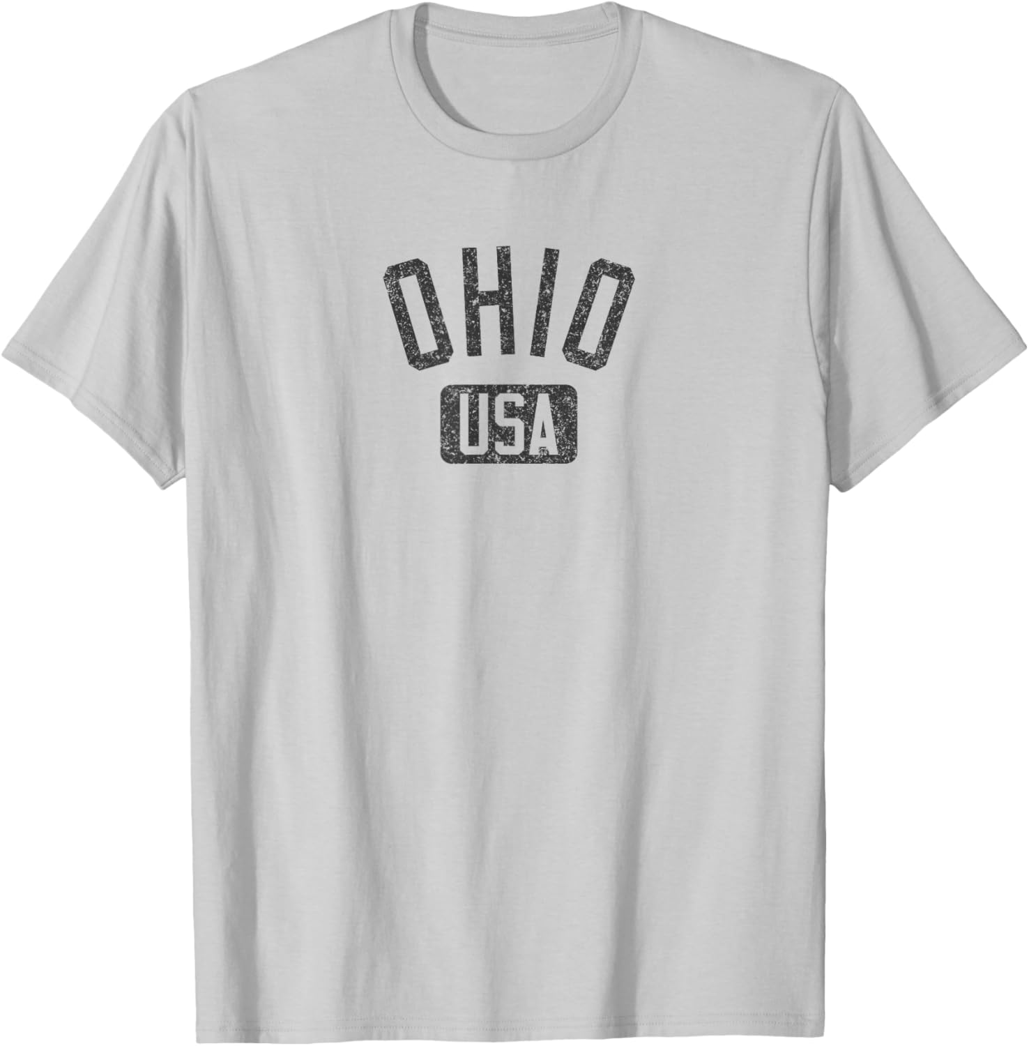 Ohio Arched Text Distressed Black Print T-Shirt for Casual Style Lovers - 22