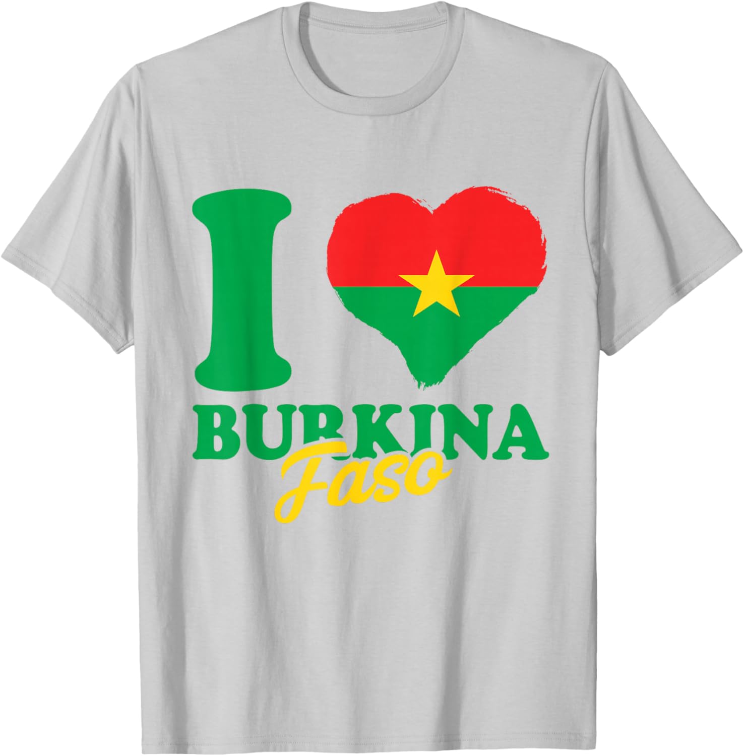 I Love Burkina Faso Heart T-Shirt with Burkina Faso Flag Design - 9