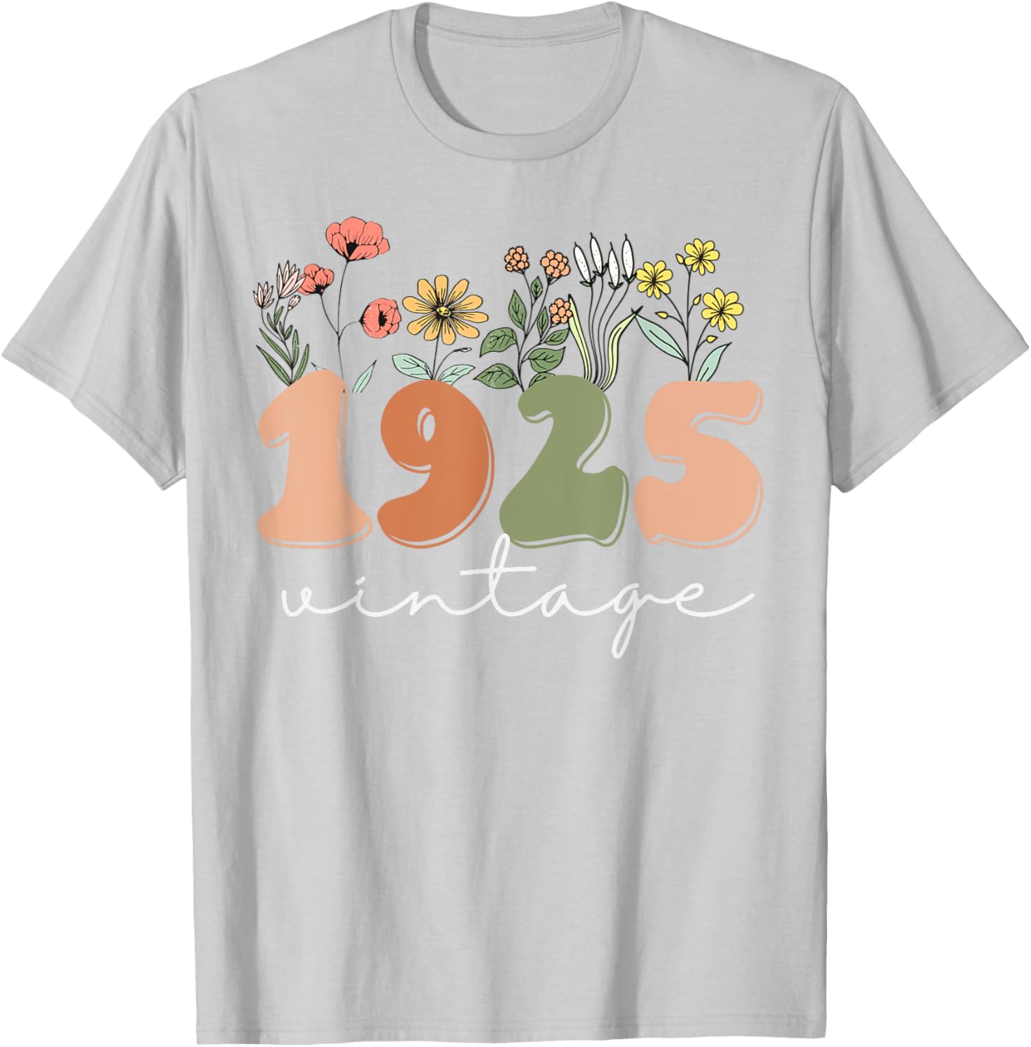 100 Years Old Vintage 1925 Wildflower Women's 100th Birthday T-Shirt - 1
