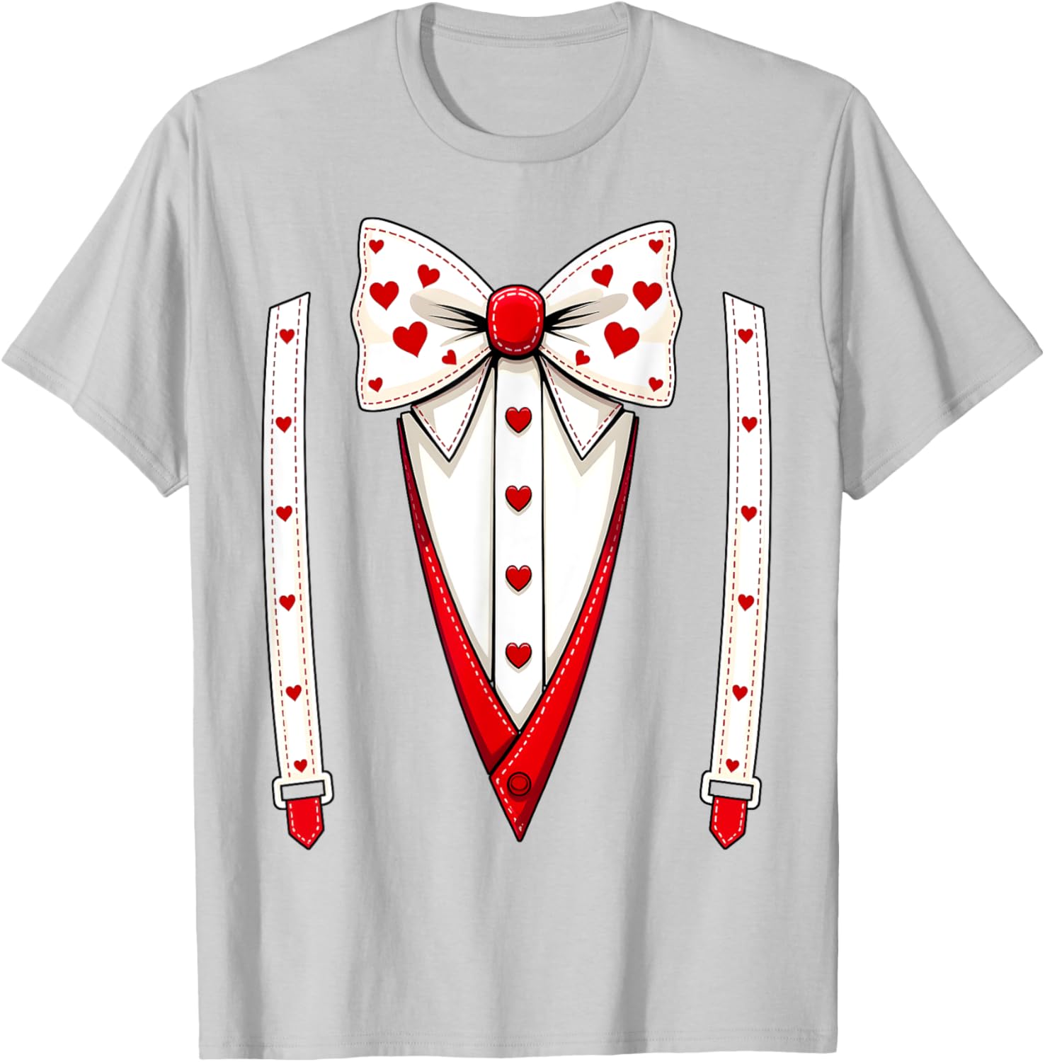 Hearts Bow Tie Suspenders Valentine Costume Kids T-Shirt for Boys - 14
