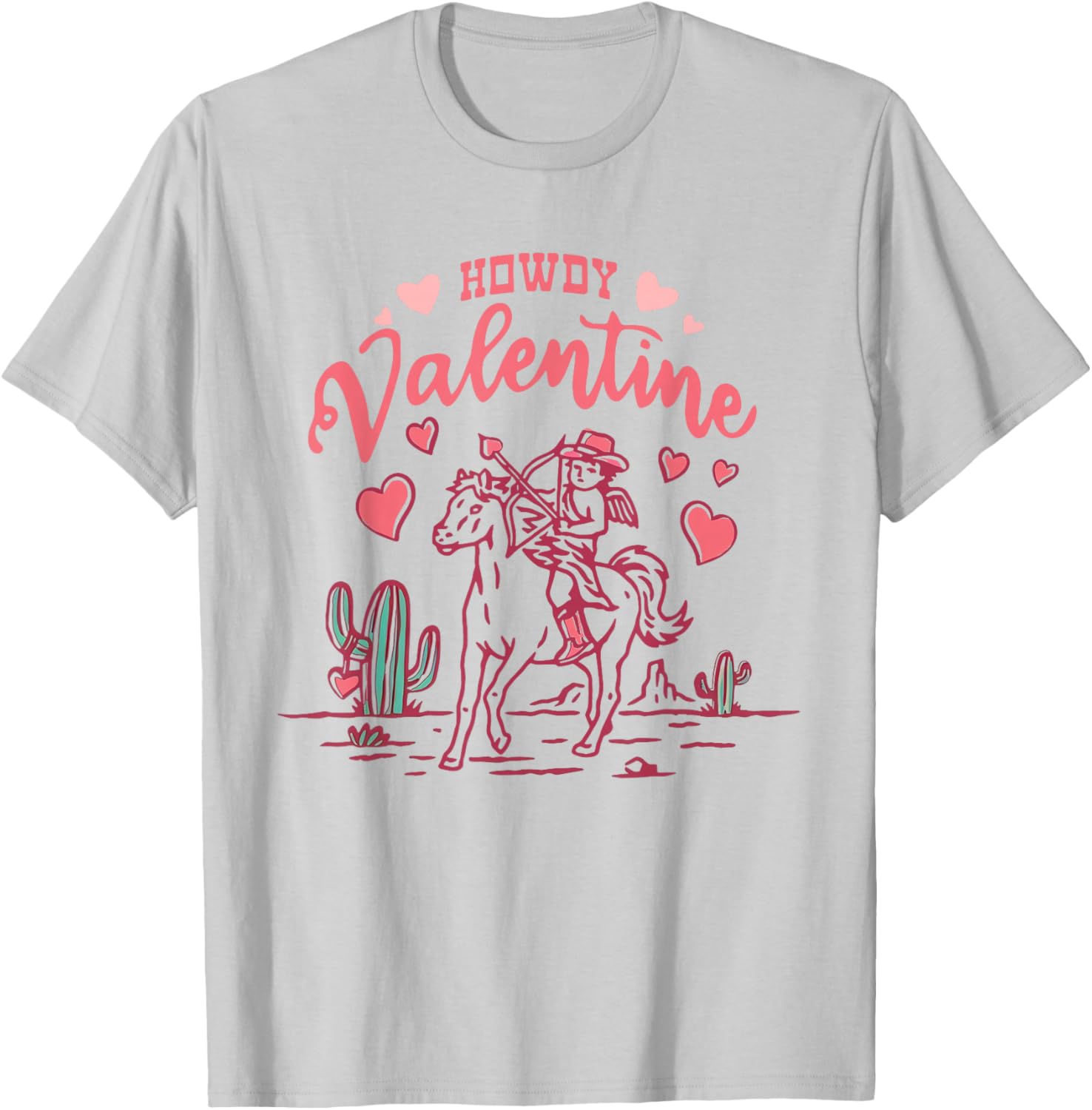 Retro Western Valentine Cowgirl T-Shirt for Kids and Adults - White - 5
