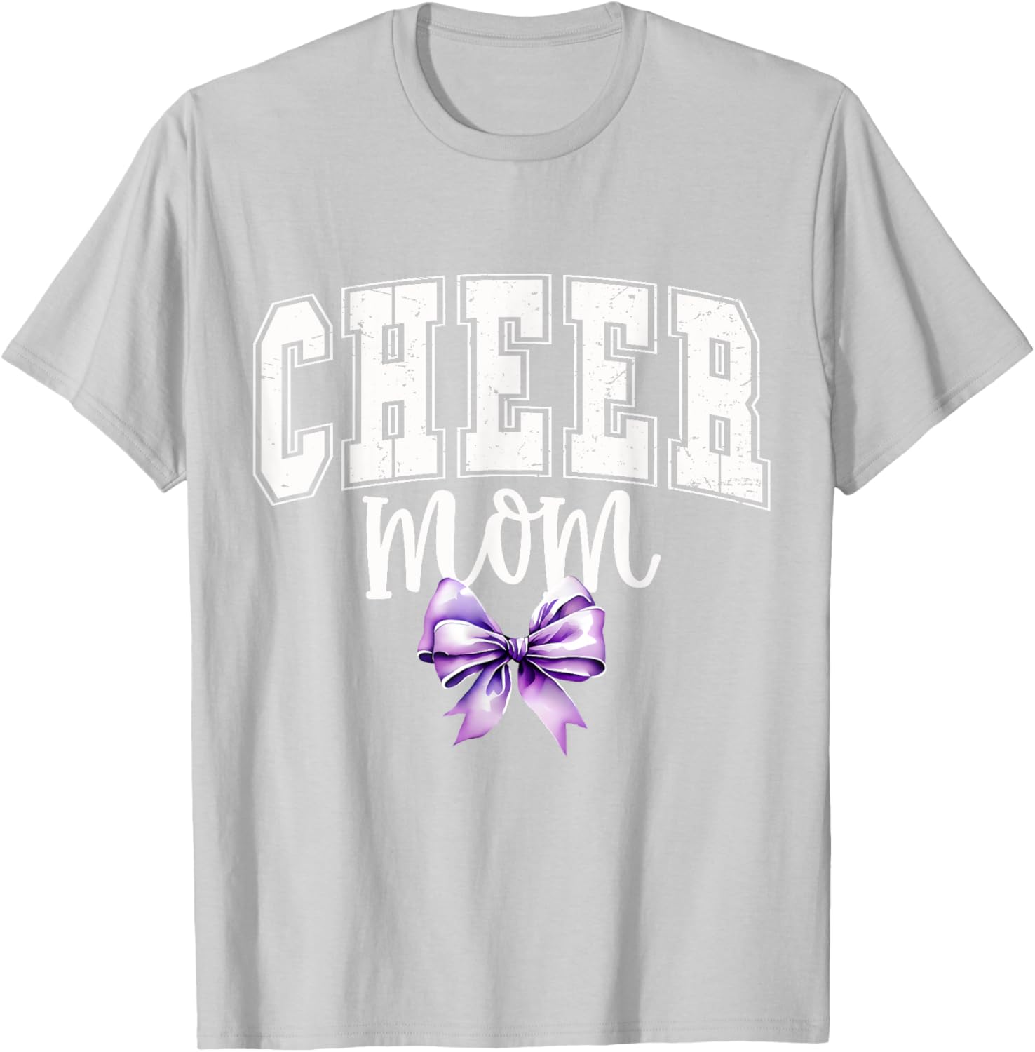 Cheer MOM Coquette Purple Bow Cheerleader T-Shirt for Supportive Moms - 8