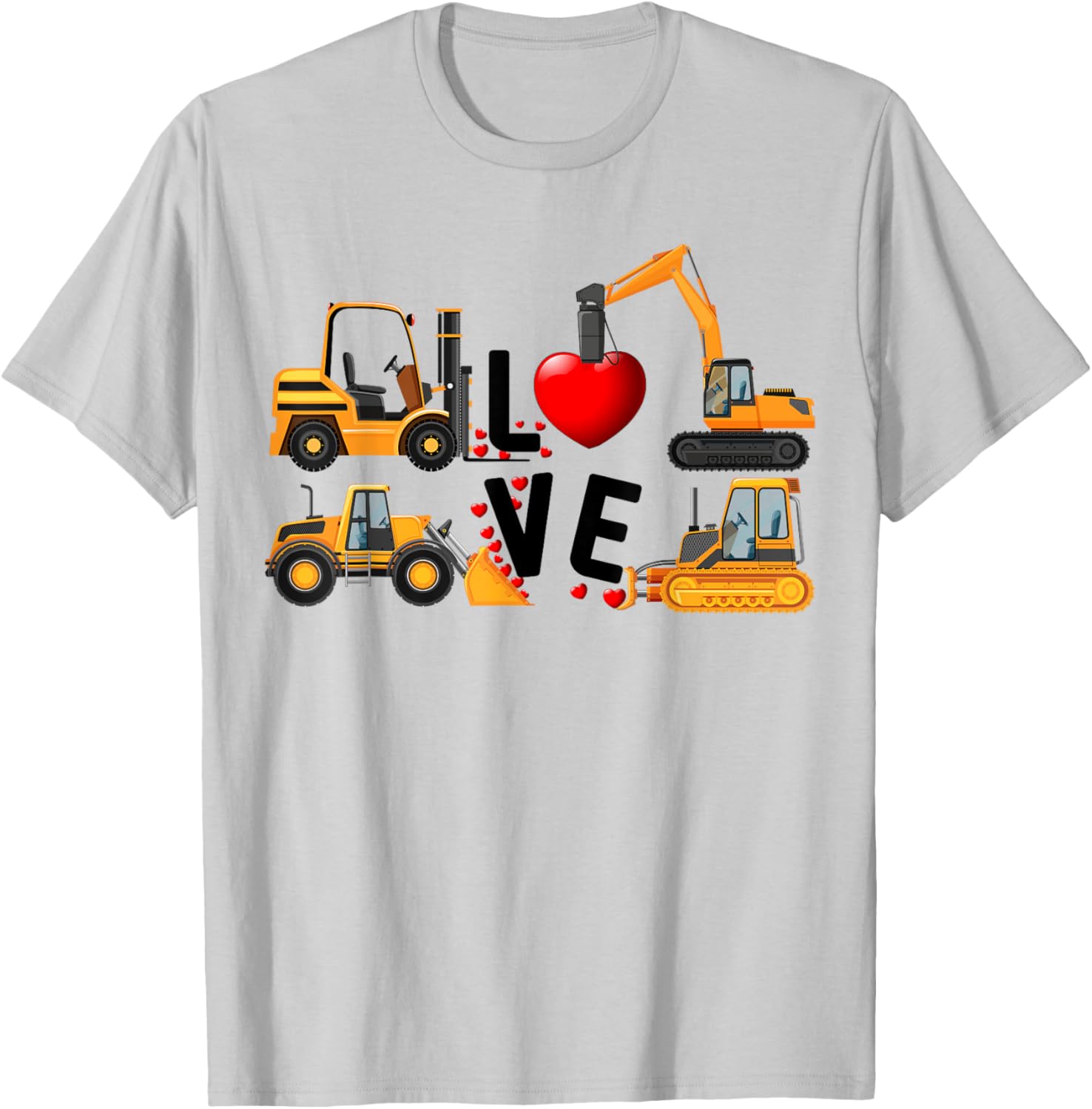 Cute Excavator Hearts Valentine's Day T-Shirt for Boys - Fun and Stylish! - 15