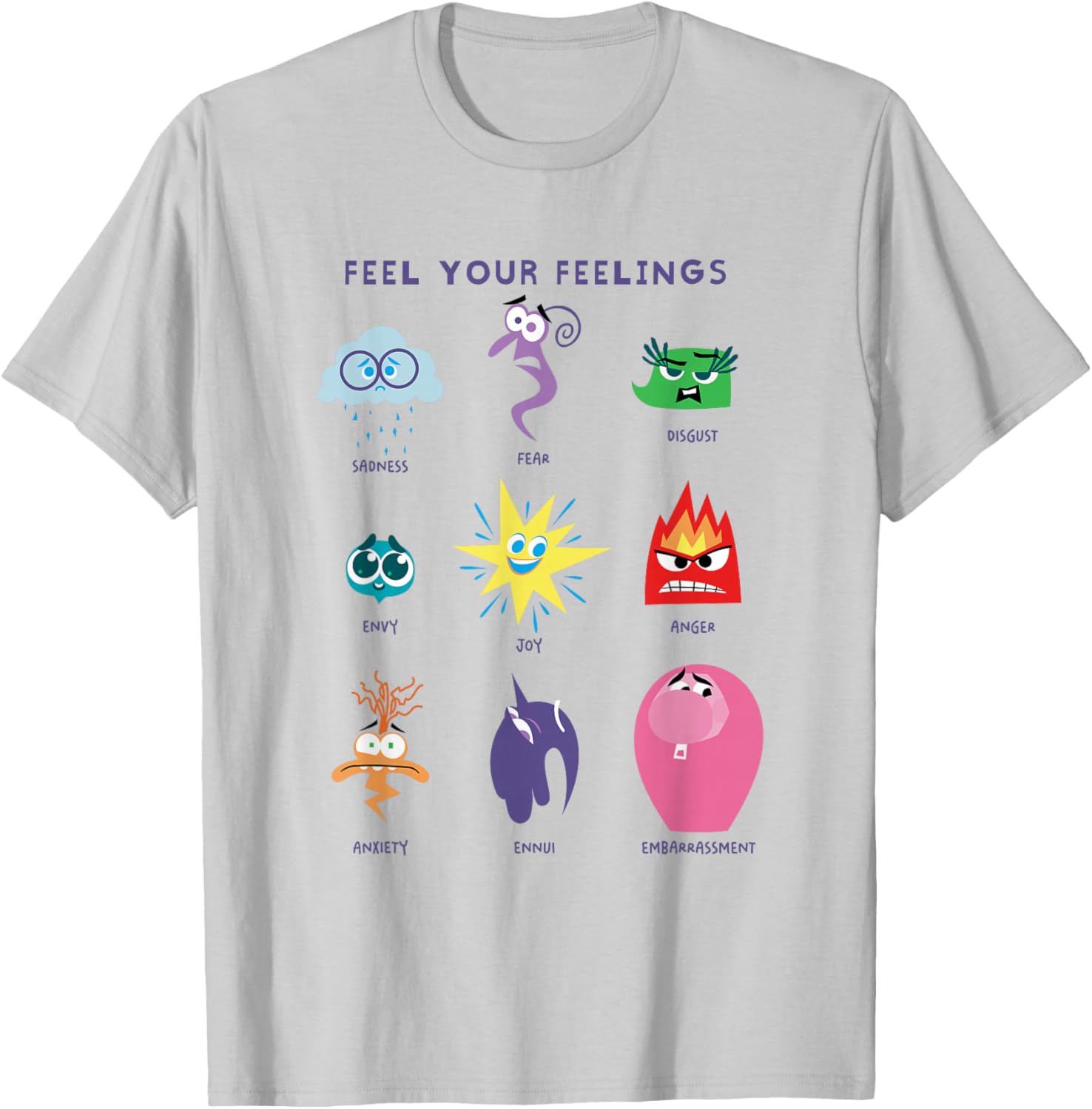 Disney Pixar Inside Out 2 Feel Your Feelings Emotions T-Shirt for Kids - 1