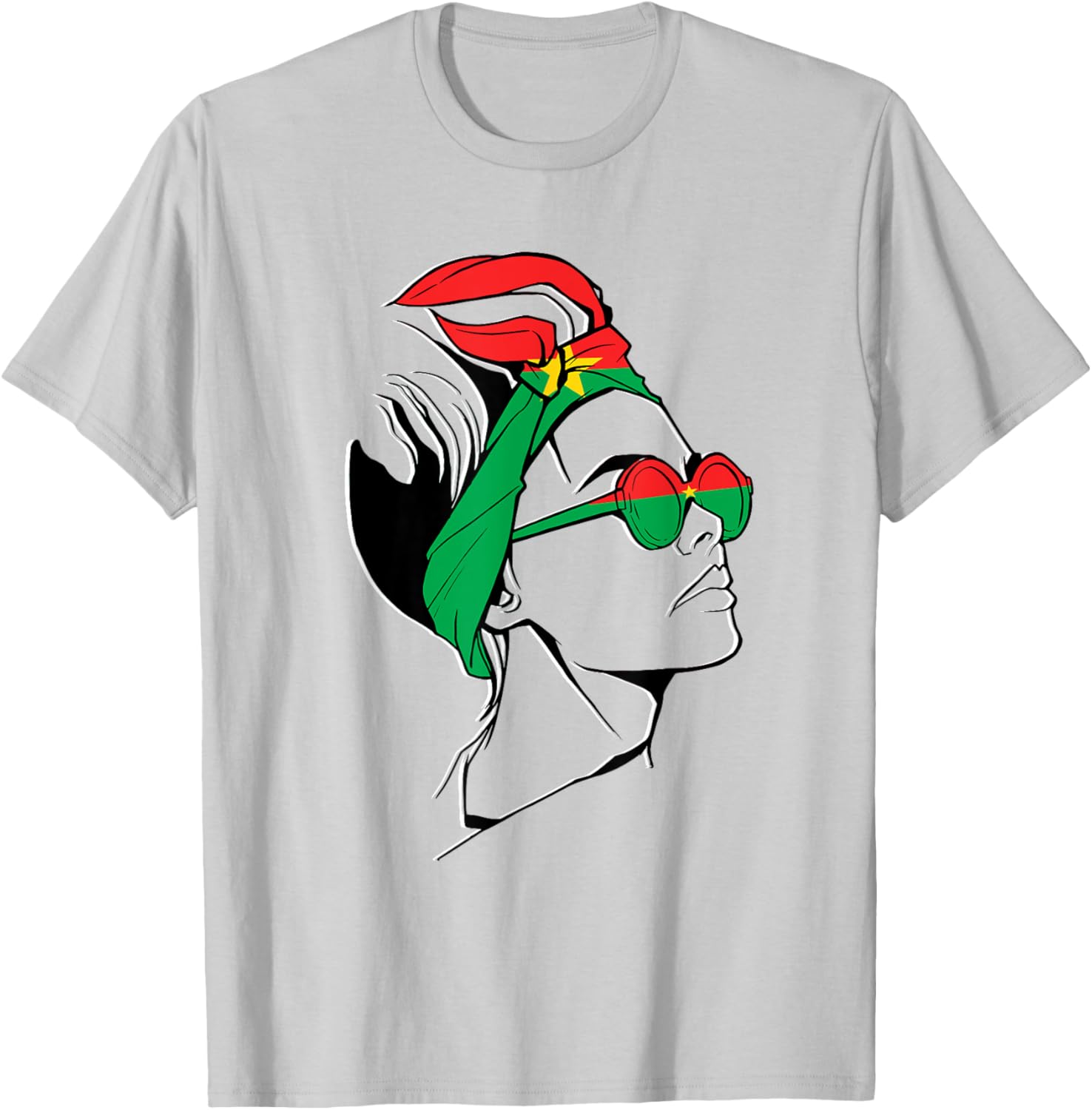 Burkina Faso Pride T-Shirt with Headscarf Design for Women - 24