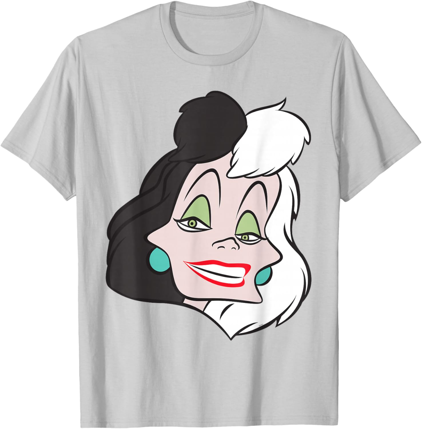 Fashionable Cruella De Vil Big Face T-Shirt for Disney Villains Fans - 8