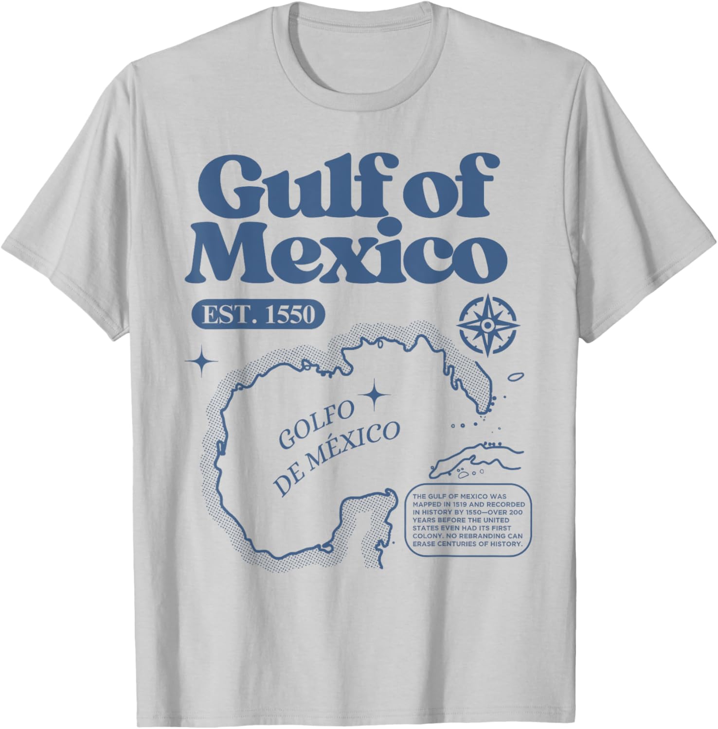 Vintage Gulf of Mexico 1550 Map T-Shirt for History Lovers - 15