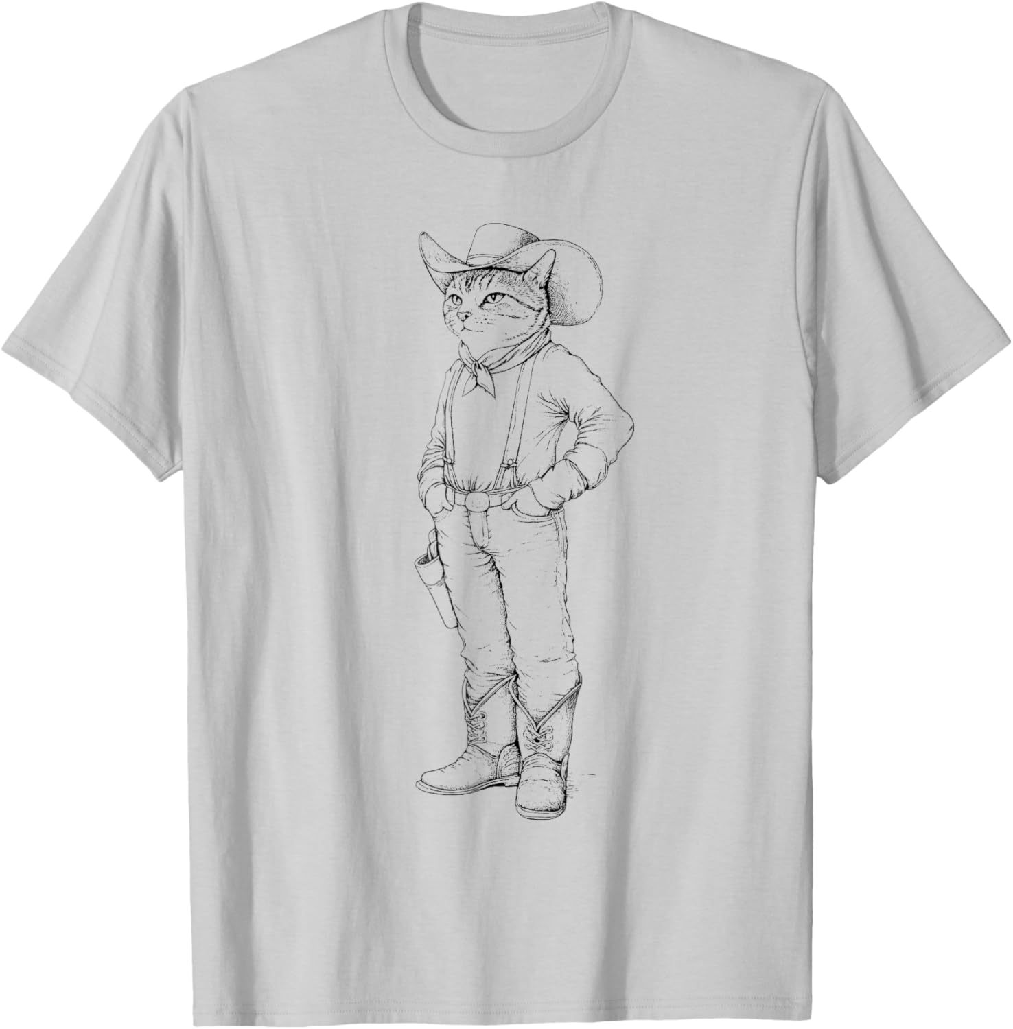 Funny Cat in Cowboy Hat T-Shirt for Western Cat Lovers - 5