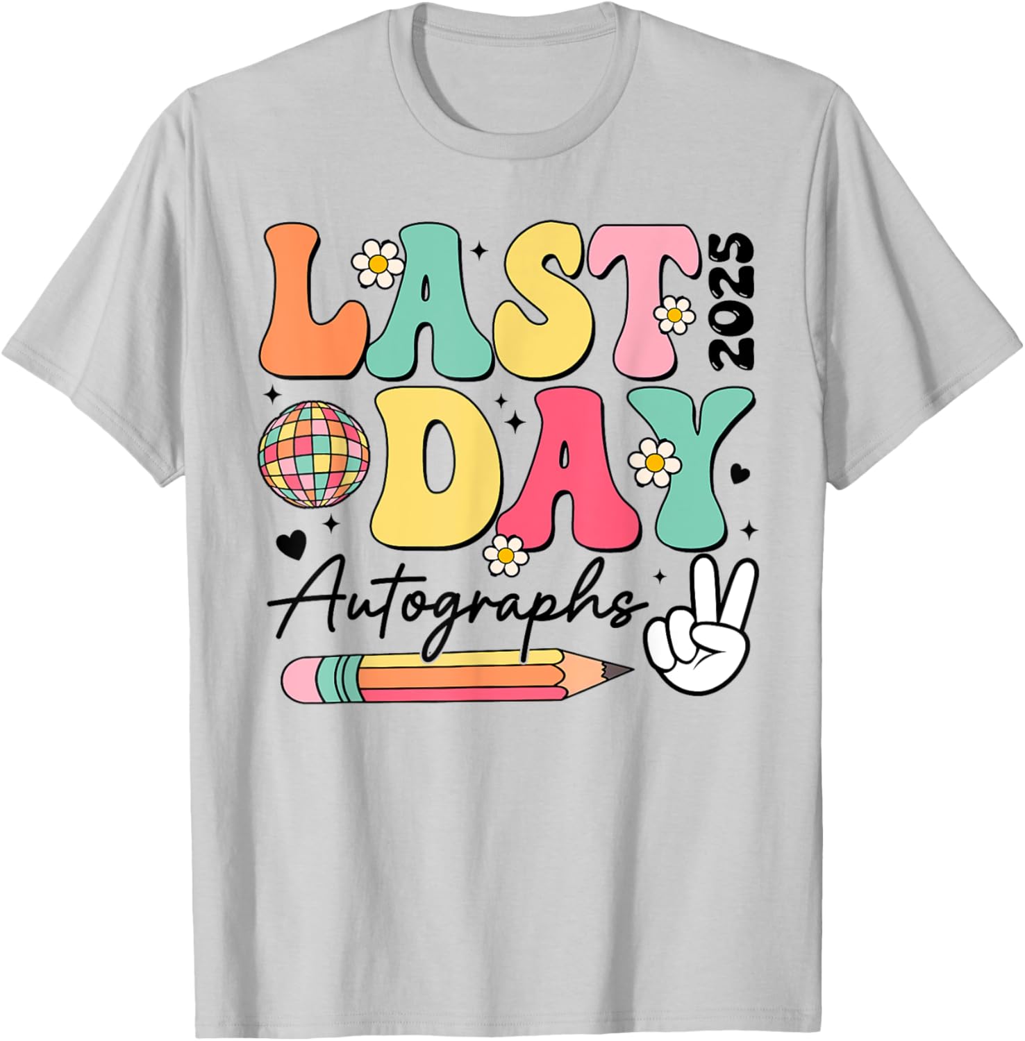 Last Day of School 2024-2025 Retro Cute Autographs T-Shirt for Kids - 6