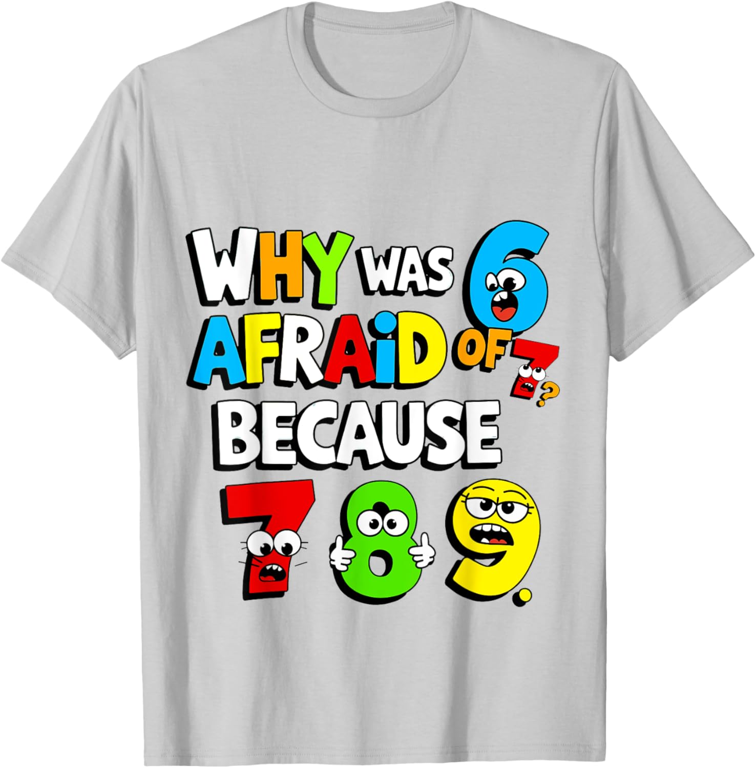 Funny Math Day T-Shirt Kids Why Was 6 Afraid of 7 Costume - 1