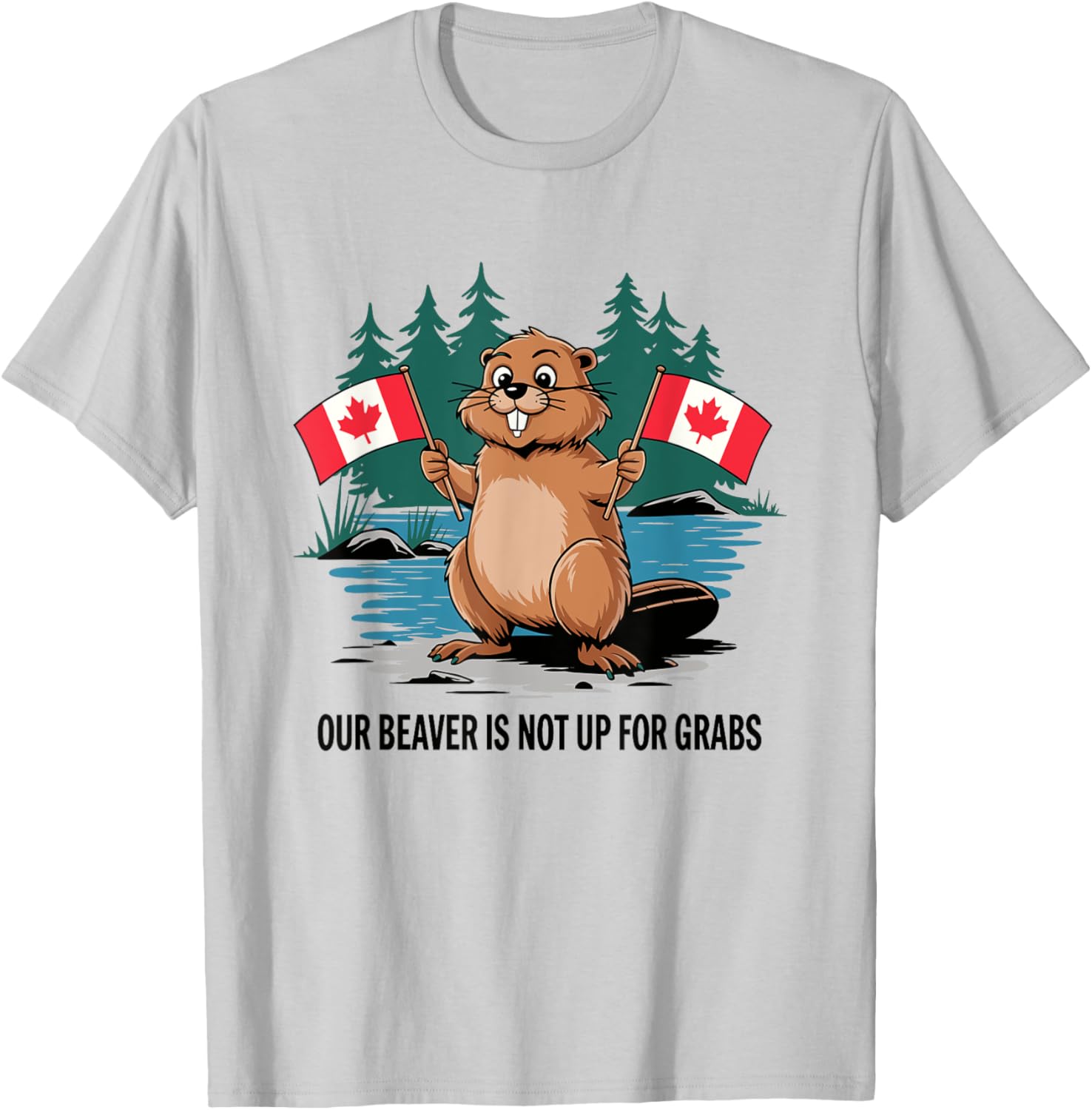 Funny Canadian Beaver T-Shirt with Flags for Canada Pride Enthusiasts - 1